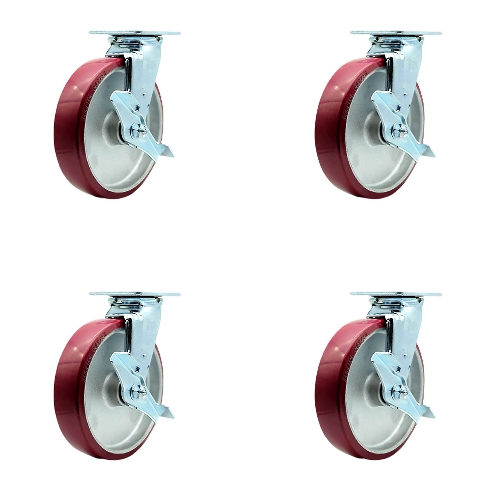 Service Caster, 8Inch x 2Inch Plate Casters, Wheel Diameter 8 in, Caster Type Swivel, Package (qty.) 4, Model SCC-30CS820-PAR-TLB-BSL-4