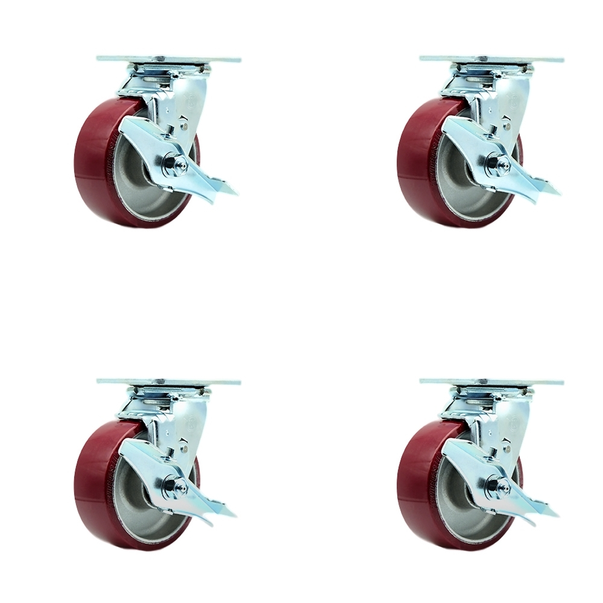 Service Caster, 5Inch x 2Inch Plate Casters, Wheel Diameter 5 in, Caster Type Swivel, Package (qty.) 4, Model SCC-SS30S520-PAR-TLB-4