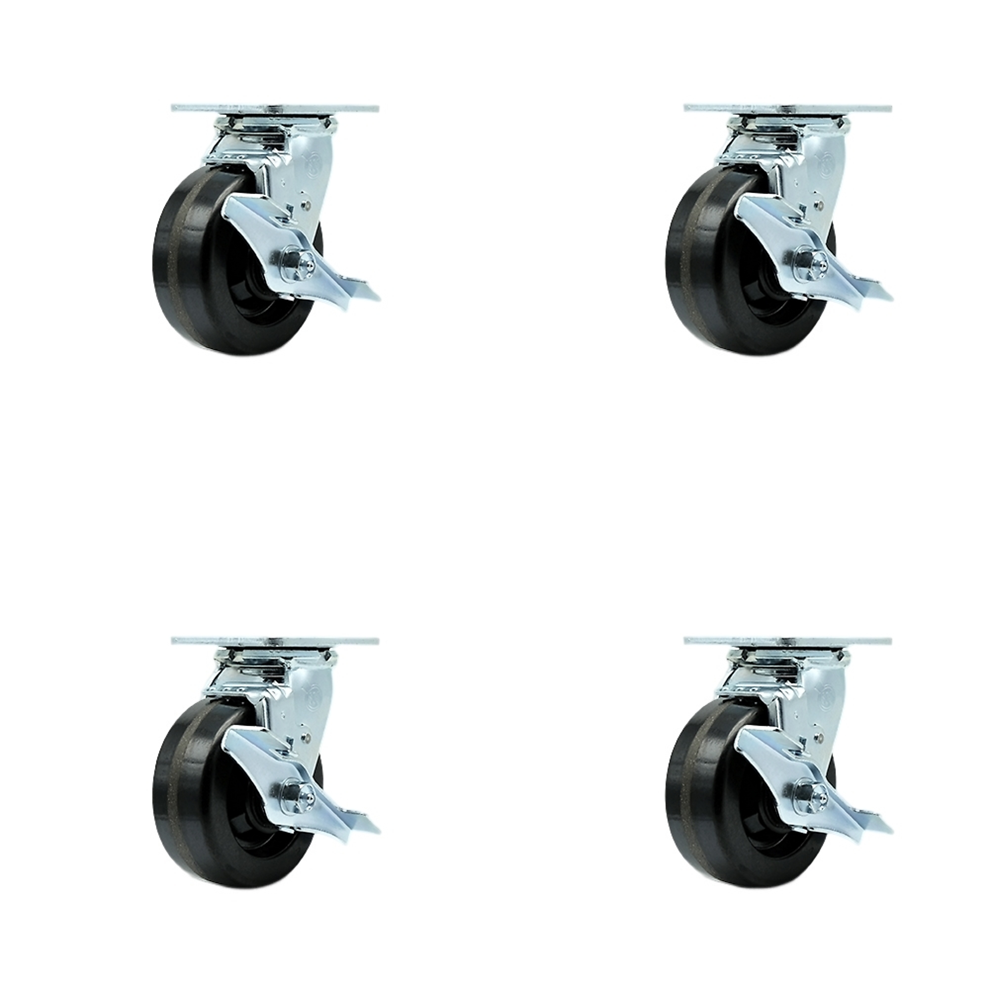 Service Caster, 5Inch x 2Inch Plate Casters, Wheel Diameter 5 in, Caster Type Swivel, Package (qty.) 4, Model SCC-30CS520-PHR-TLB-BSL-4