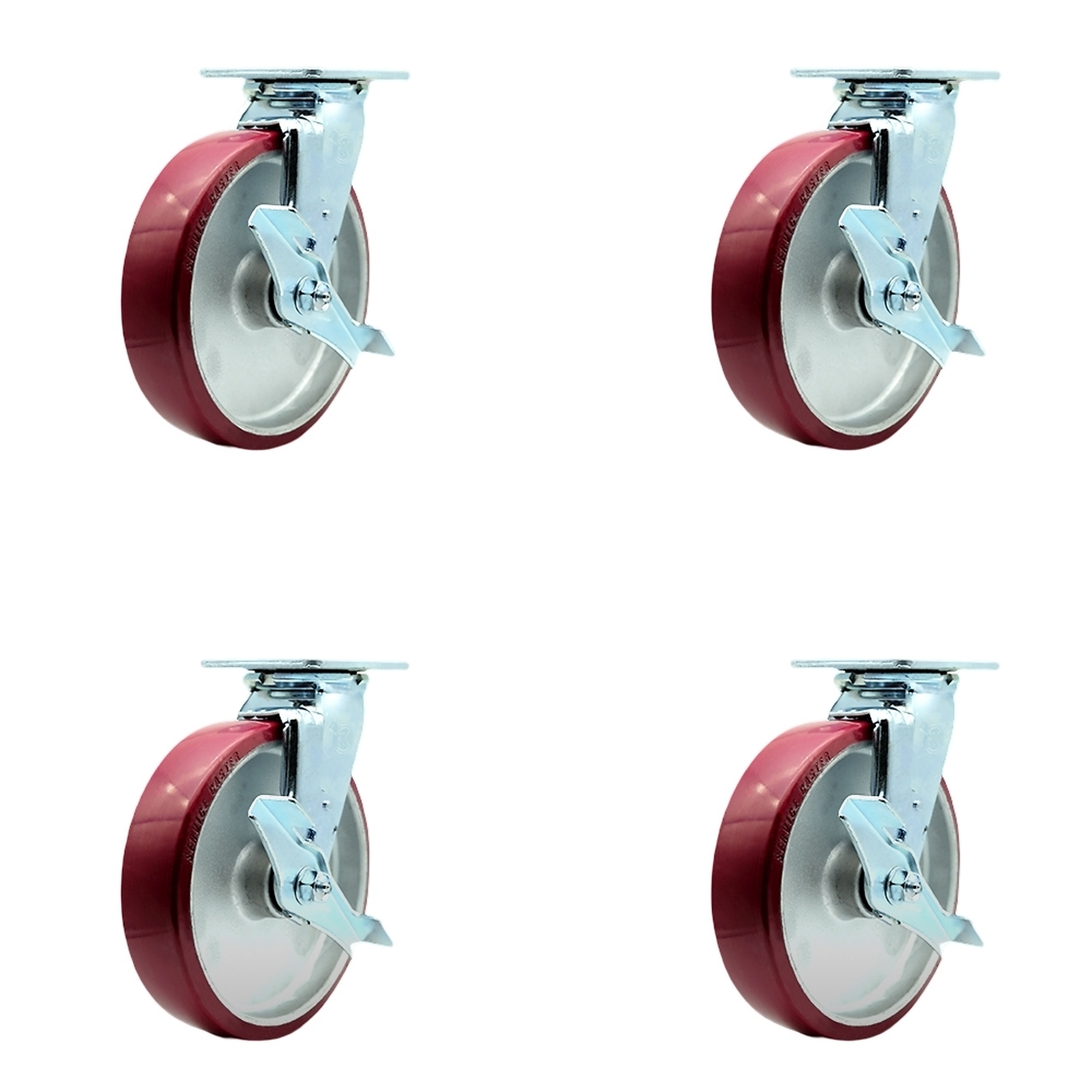 Service Caster, 8Inch x 2Inch Plate Casters, Wheel Diameter 8 in, Caster Type Swivel, Package (qty.) 4, Model SCC-SS30S820-PAR-TLB-4