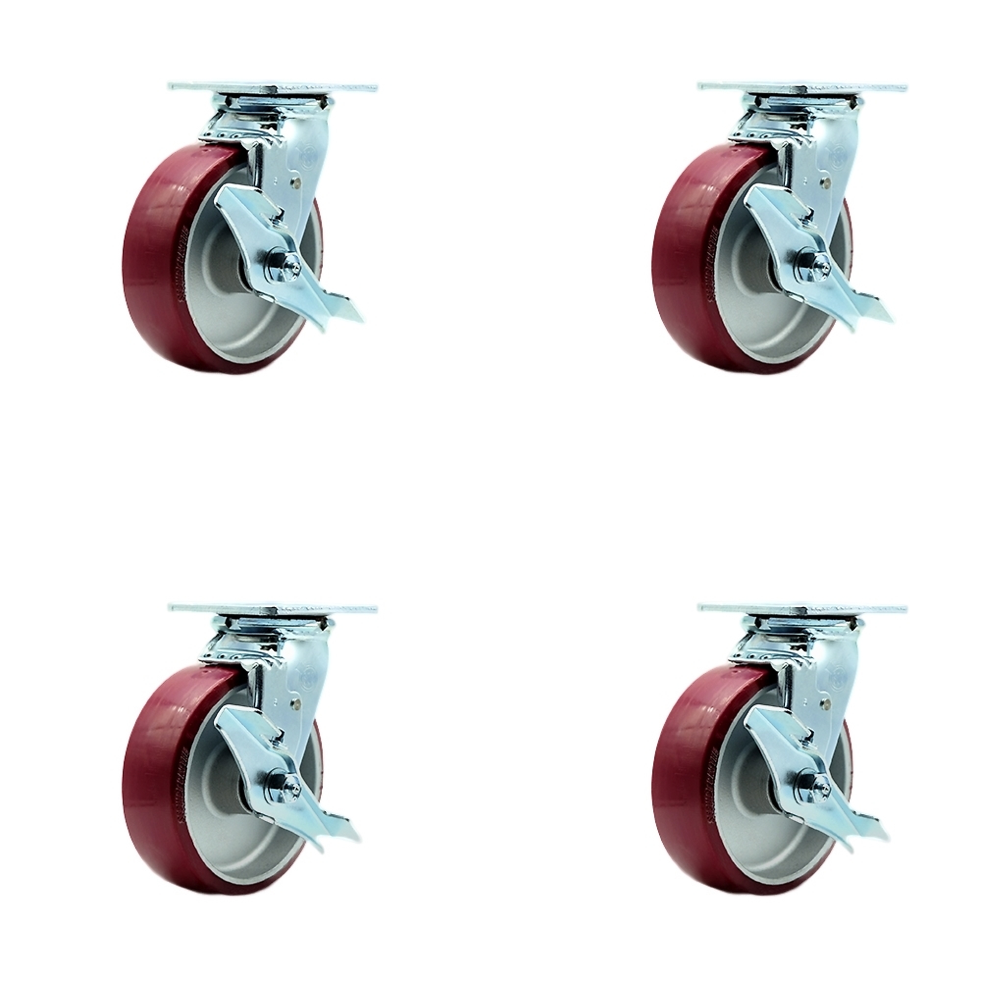 Service Caster, 6Inch x 2Inch Plate Casters, Wheel Diameter 6 in, Caster Type Swivel, Package (qty.) 4, Model SCC-SS30S620-PAR-TLB-4