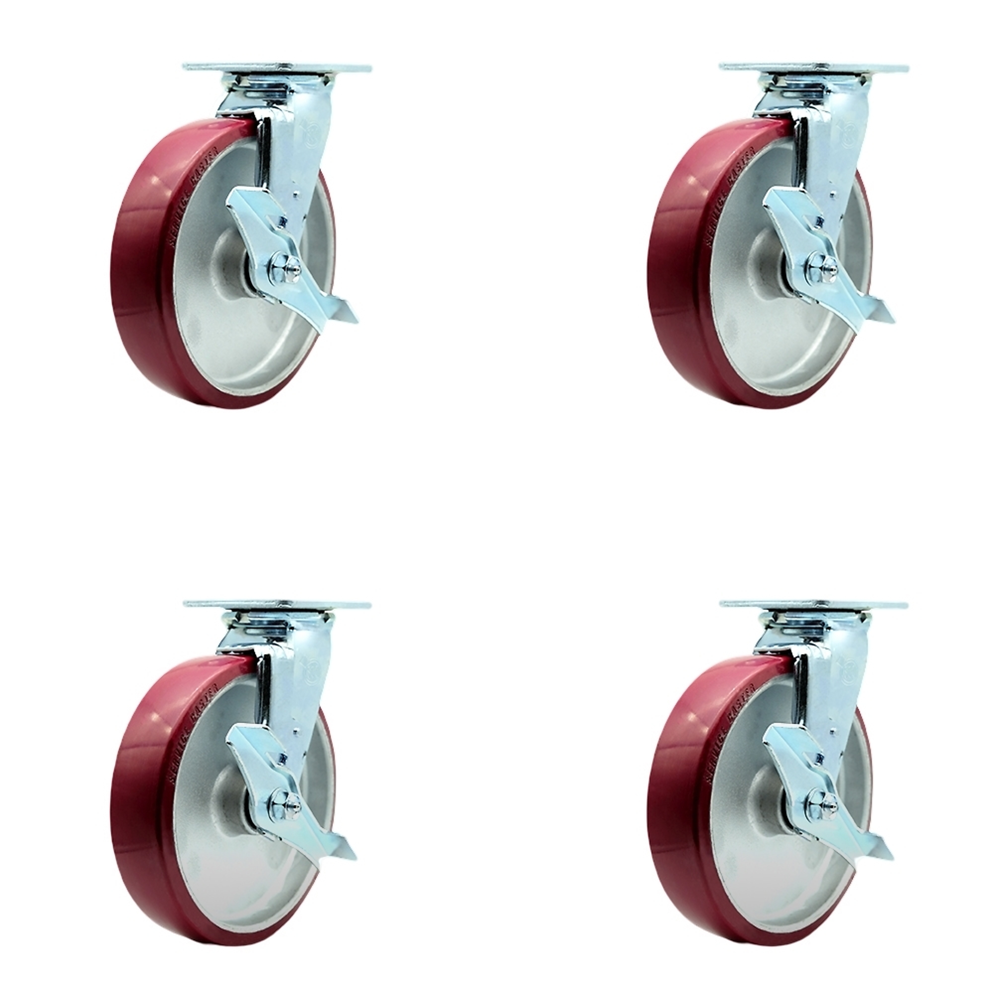 Service Caster, 8Inch x 2Inch Plate Casters, Wheel Diameter 8 in, Caster Type Swivel, Package (qty.) 4, Model SCC-SS30S820-PAR-TLB-BSL-4