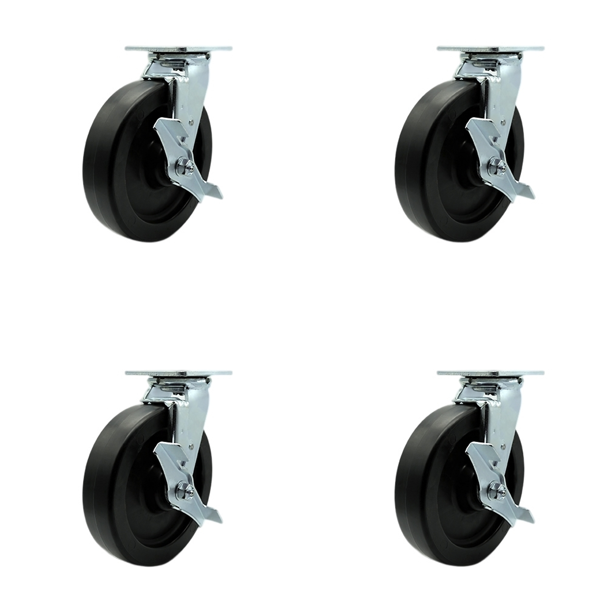 Service Caster, 8Inch x 2Inch Plate Casters, Wheel Diameter 8 in, Caster Type Swivel, Package (qty.) 4, Model SCC-SS30S820-POR-TLB-BSL-4