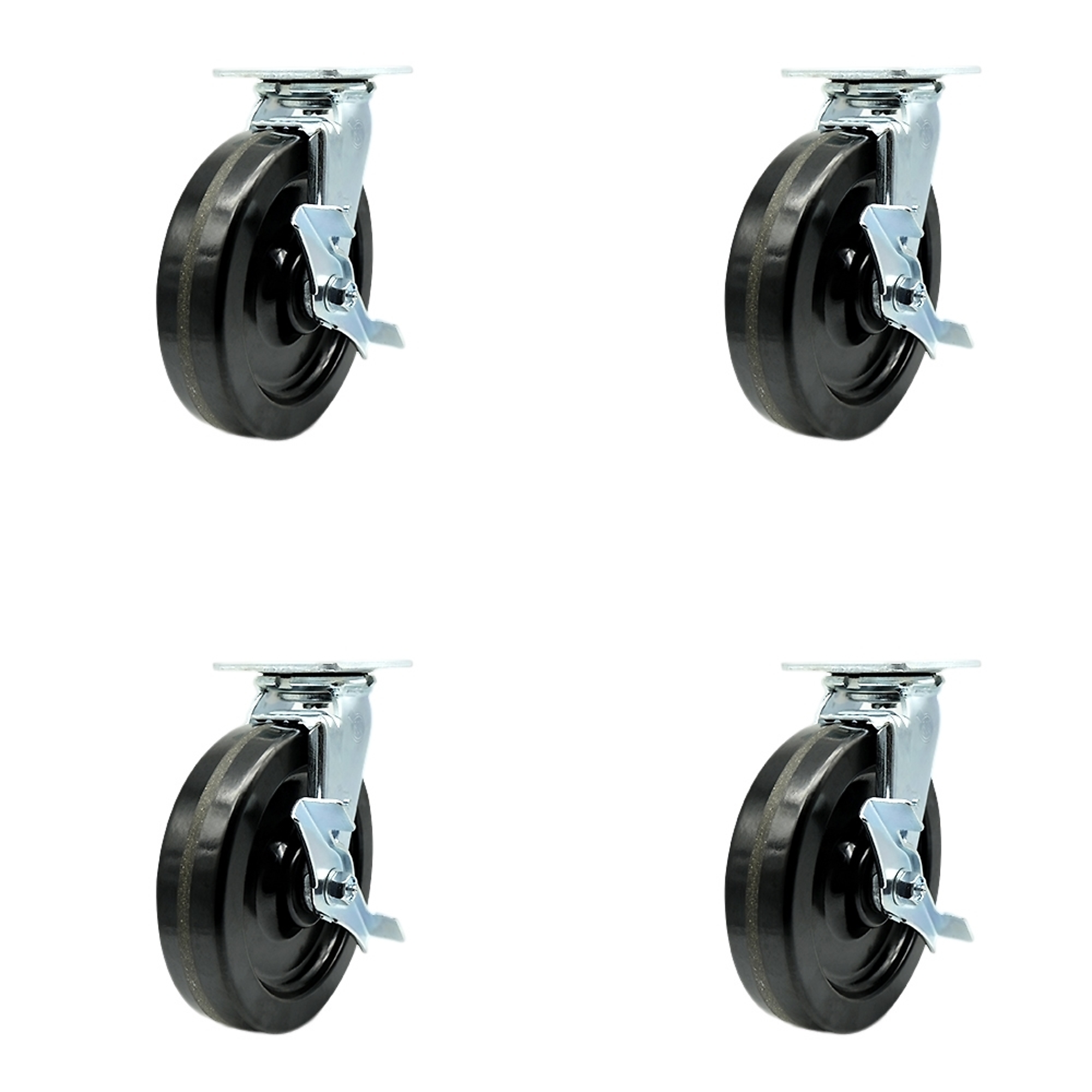 Service Caster, 8Inch x 2Inch Plate Casters, Wheel Diameter 8 in, Caster Type Swivel, Package (qty.) 4, Model SCC-30CS820-PHR-TLB-BSL-4