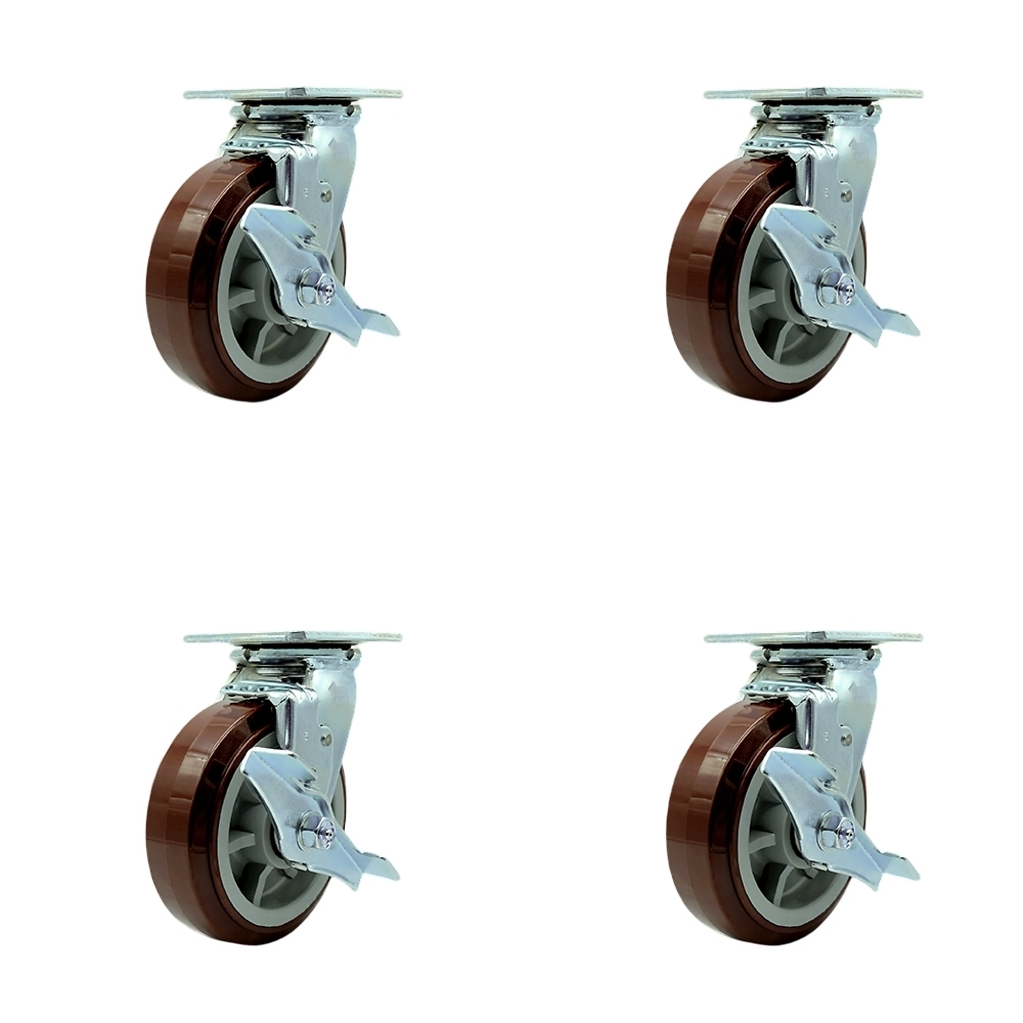 Service Caster, 6Inch x 2Inch Plate Casters, Wheel Diameter 6 in, Caster Type Swivel, Package (qty.) 4, Model SCC-30CS620-PPUR-TLB-BSL-4