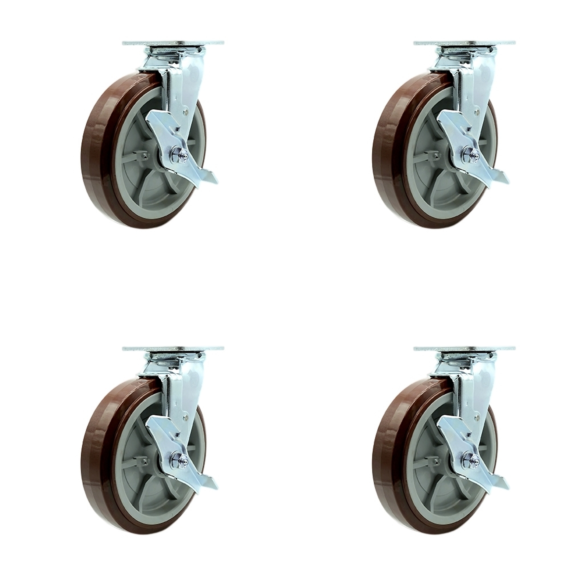 Service Caster, 8Inch x 2Inch Plate Casters, Wheel Diameter 8 in, Caster Type Swivel, Package (qty.) 4, Model SCC-30CS820-PPUR-TLB-BSL-4