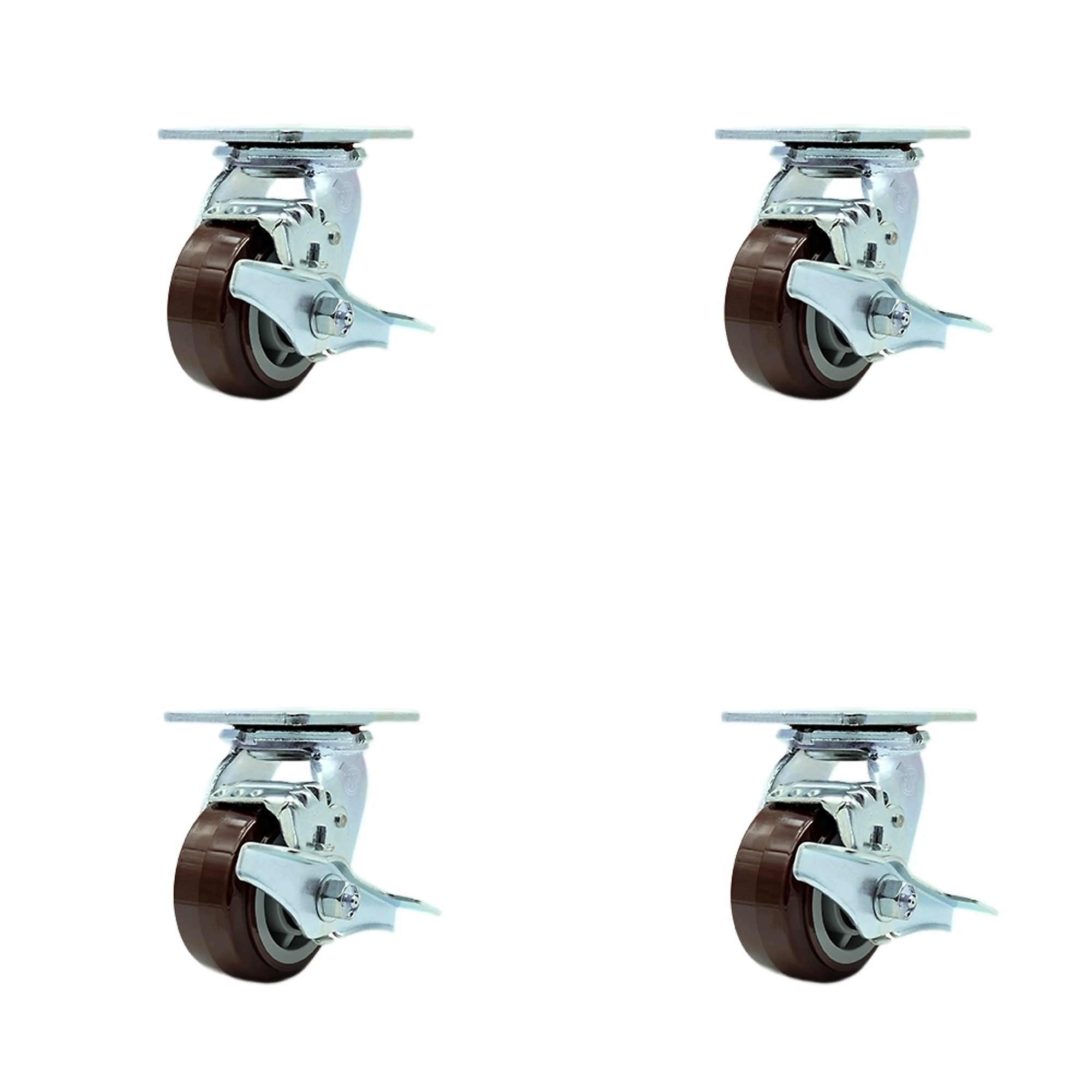 Service Caster, 4Inch x 2Inch Plate Casters, Wheel Diameter 4 in, Caster Type Swivel, Package (qty.) 4, Model SCC-30CS420-PPUR-TLB-BSL-4