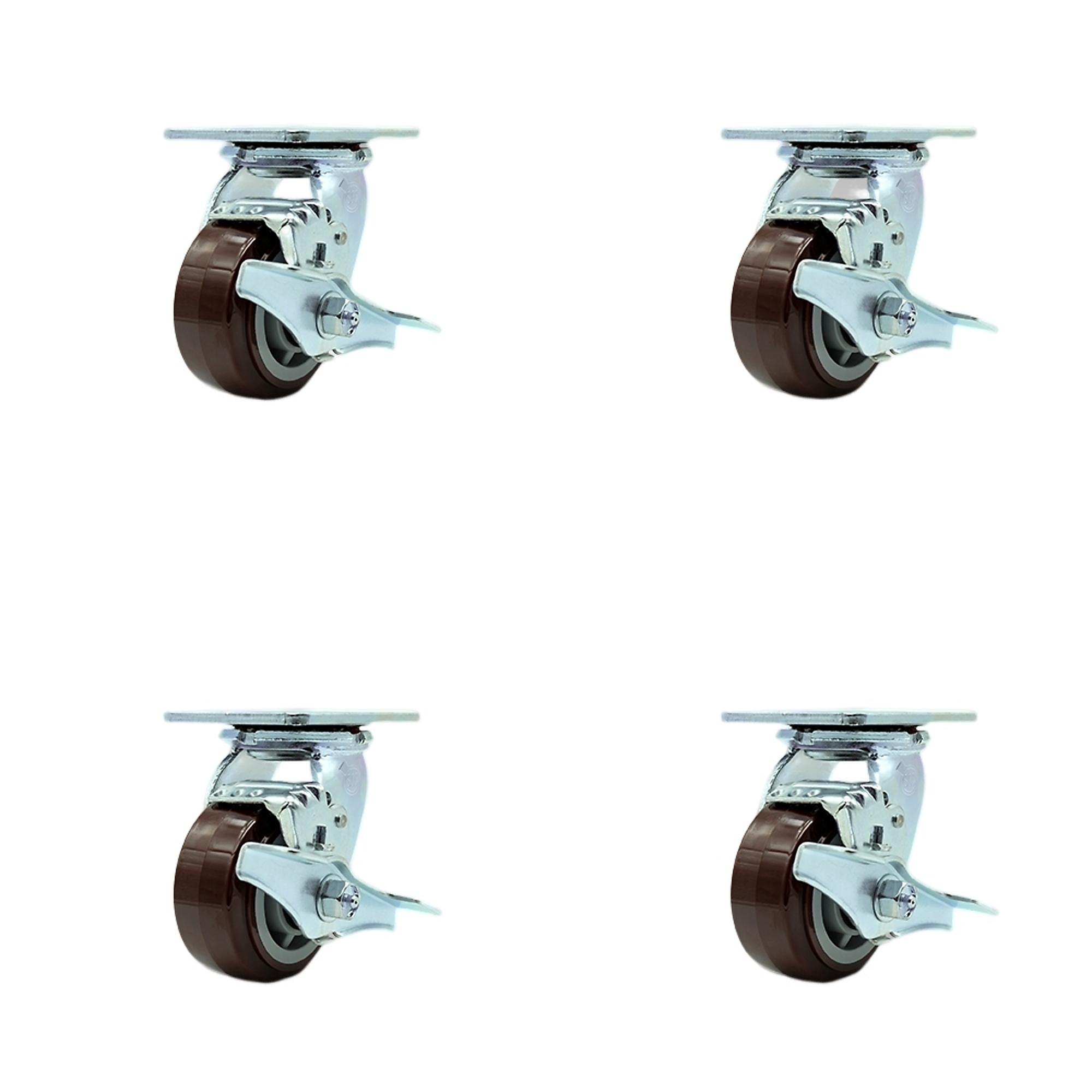 Service Caster, 4Inch x 2Inch Plate Casters, Wheel Diameter 4 in, Caster Type Swivel, Package (qty.) 4, Model SCC-SS30S420-PPUR-TLB-4