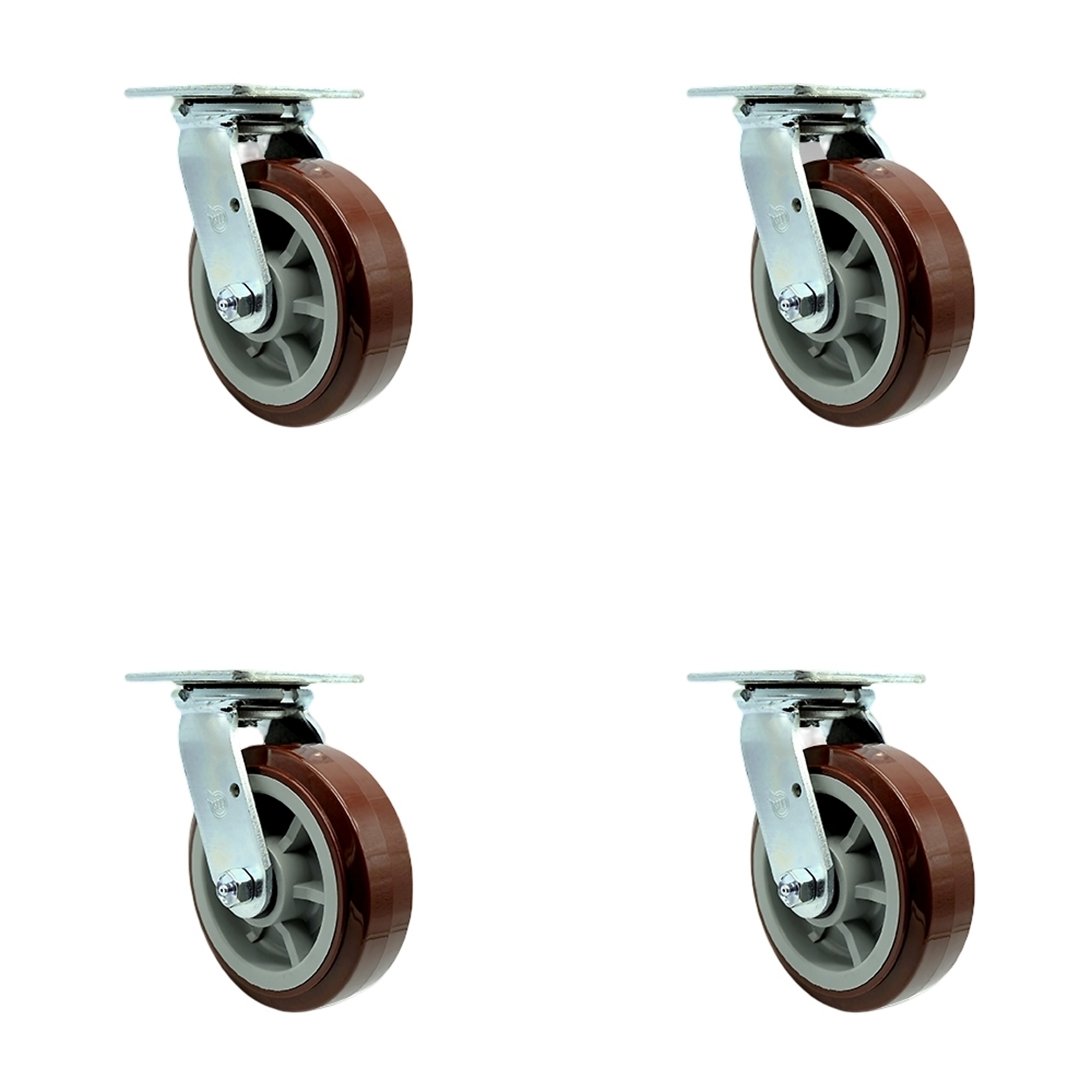 Service Caster, 6Inch x 2Inch Plate Casters, Wheel Diameter 6 in, Caster Type Swivel, Package (qty.) 4, Model SCC-SS30S620-PPUR-4