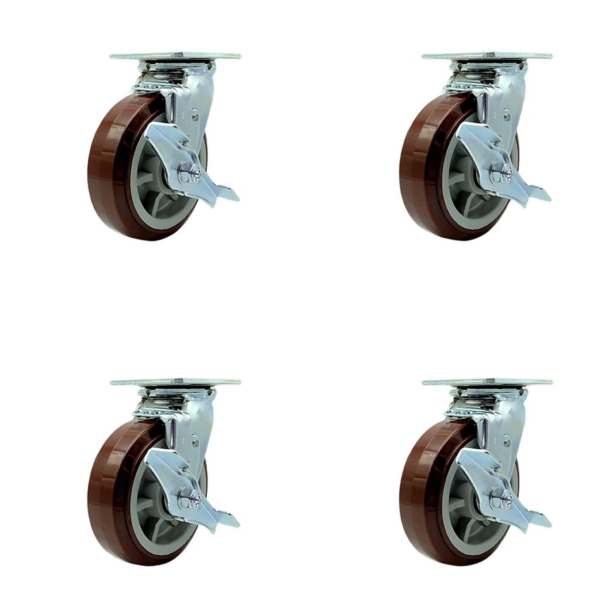 Service Caster, 6Inch x 2Inch Plate Casters, Wheel Diameter 6 in, Caster Type Swivel, Package (qty.) 4, Model SCC-SS30S620-PPUR-TLB-BSL-4