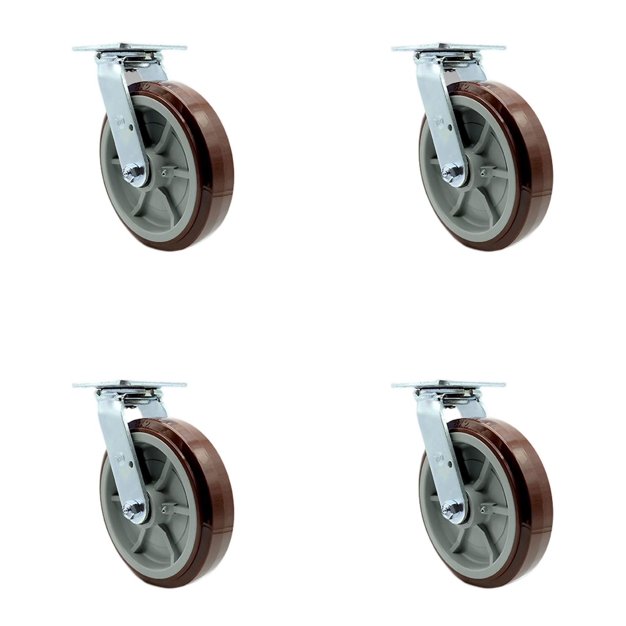 Service Caster, 8Inch x 2Inch Plate Casters, Wheel Diameter 8 in, Caster Type Swivel, Package (qty.) 4, Model SCC-SS30S820-PPUR-4