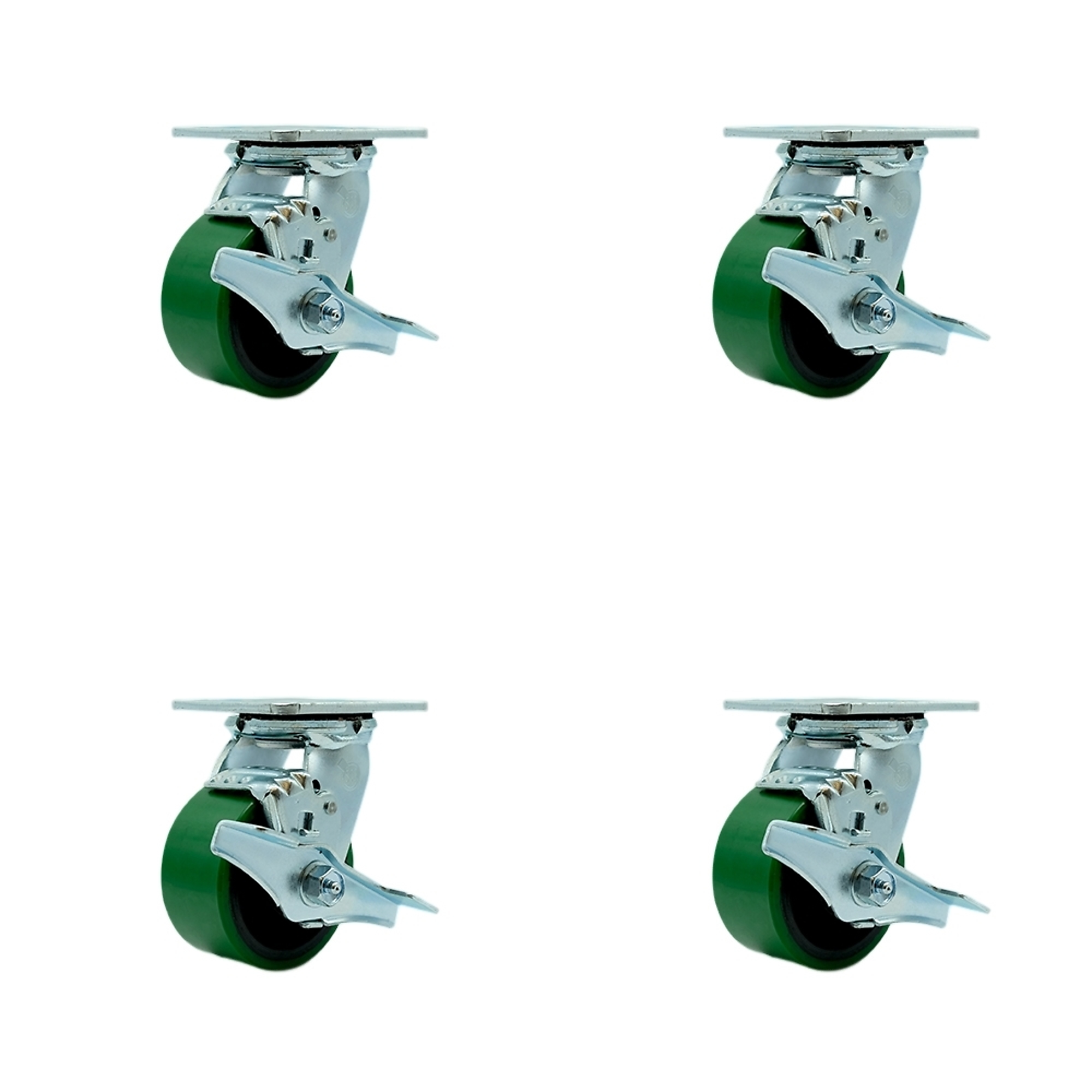 Service Caster, 4Inch x 2Inch Plate Casters, Wheel Diameter 4 in, Caster Type Swivel, Package (qty.) 4, Model SCC-30CS420-PUR-GB-TLB-BSL-4