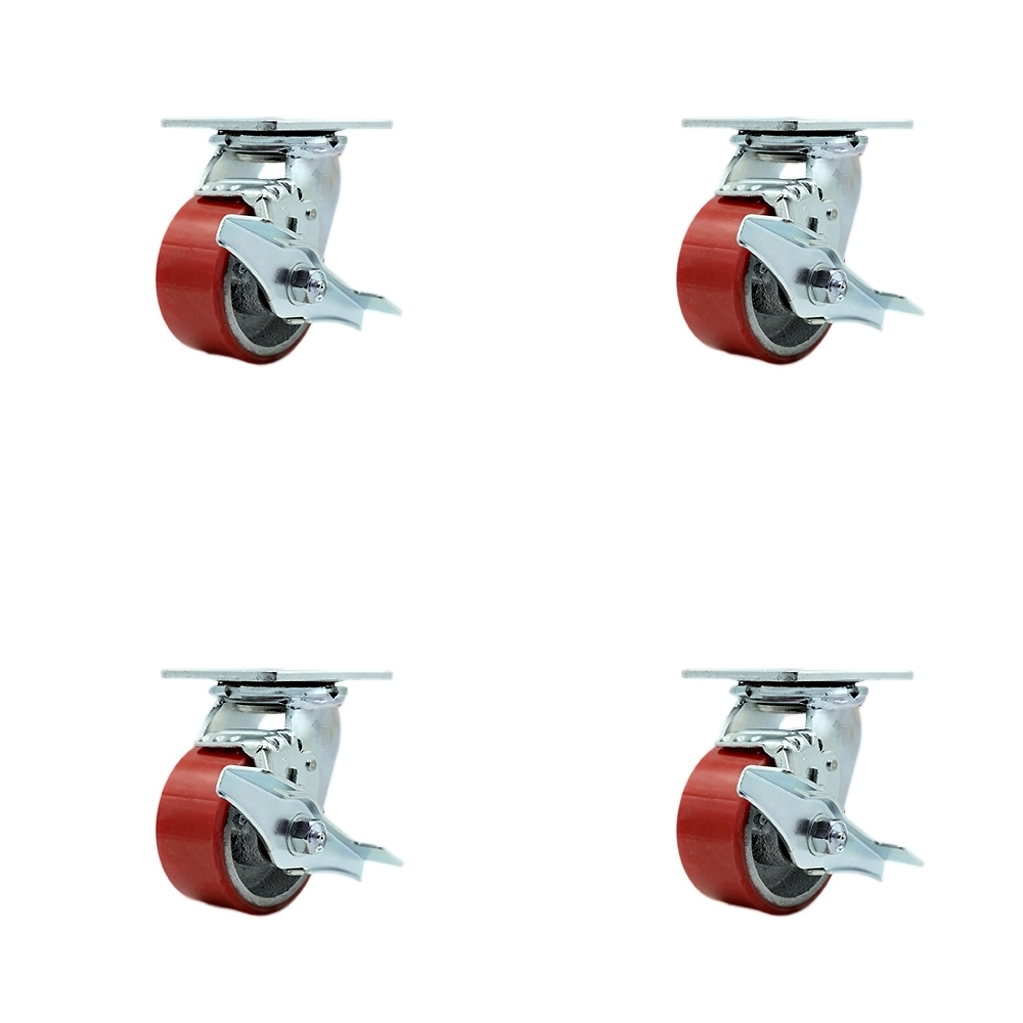 Service Caster, 4Inch x 2Inch Plate Casters, Wheel Diameter 4 in, Caster Type Swivel, Package (qty.) 4, Model SCC-30CS420-PUR-RS-TLB-BSL-4