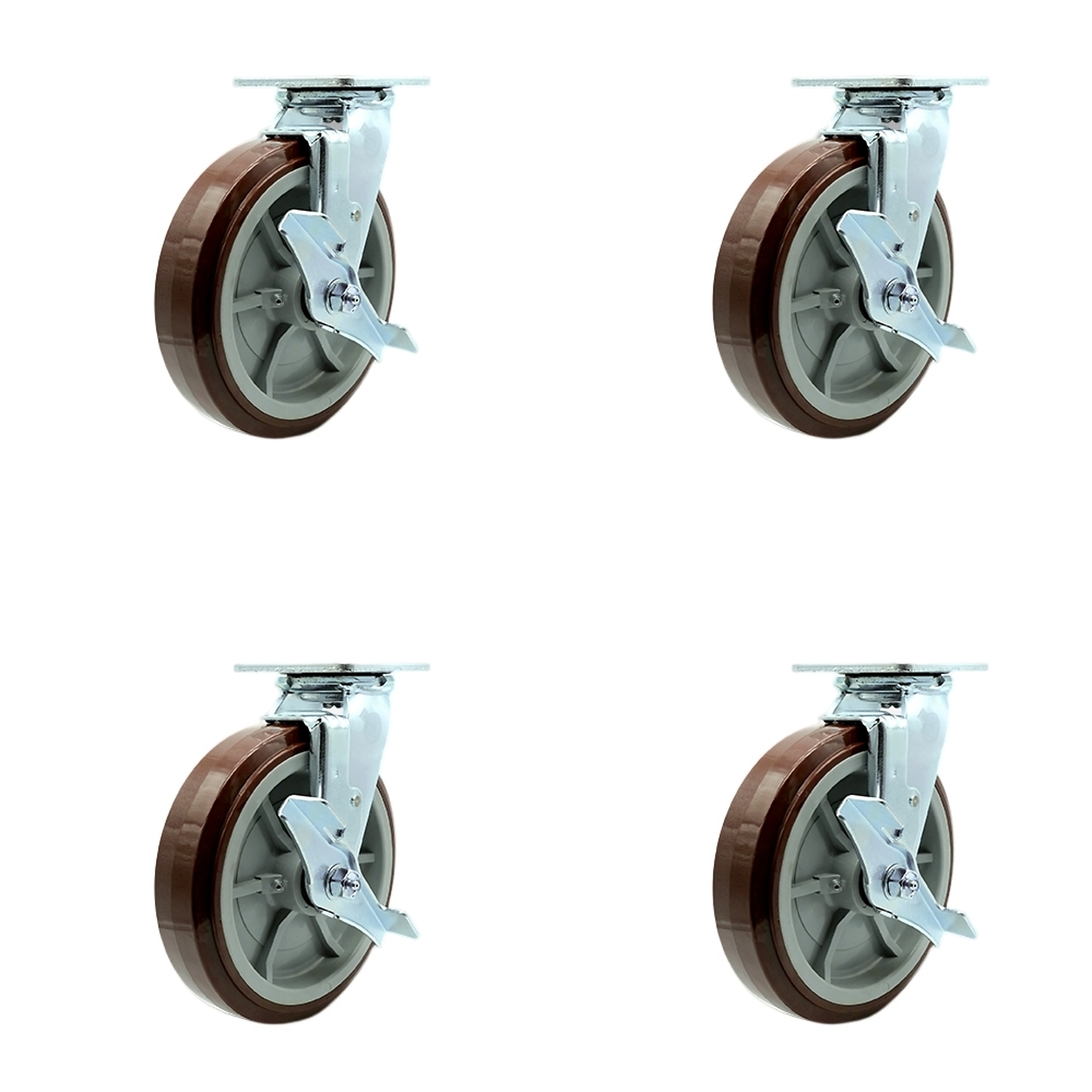 Service Caster, 8Inch x 2Inch Plate Casters, Wheel Diameter 8 in, Caster Type Swivel, Package (qty.) 4, Model SCC-SS30S820-PPUR-TLB-BSL-4