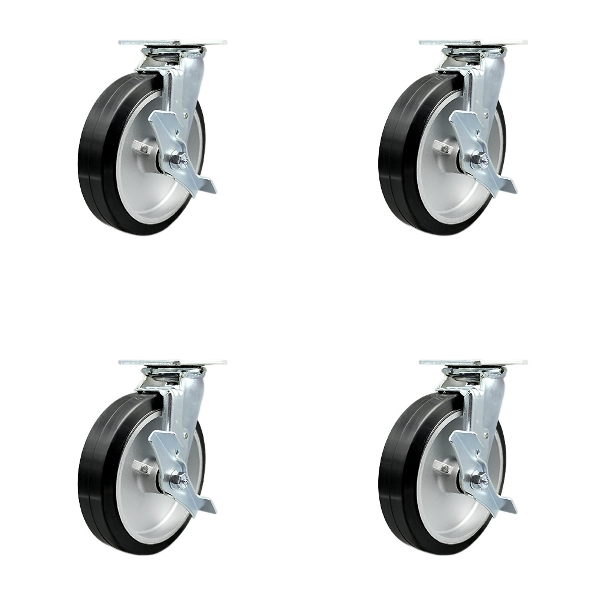 Service Caster, 8Inch x 2Inch Plate Casters, Wheel Diameter 8 in, Caster Type Swivel, Package (qty.) 4, Model SCC-30CS820-RAR-TLB-BSL-4