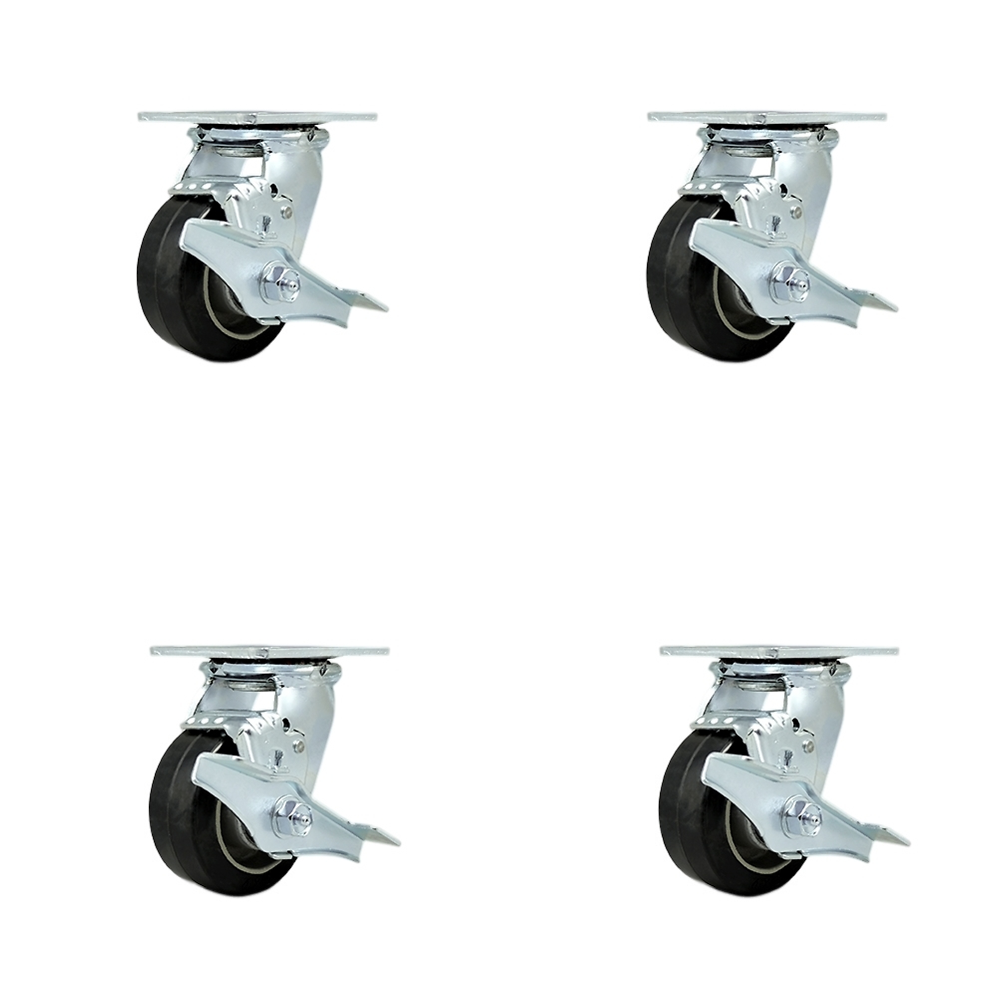 Service Caster, 4Inch x 2Inch Plate Casters, Wheel Diameter 4 in, Caster Type Swivel, Package (qty.) 4, Model SCC-30CS420-RAR-TLB-BSL-4