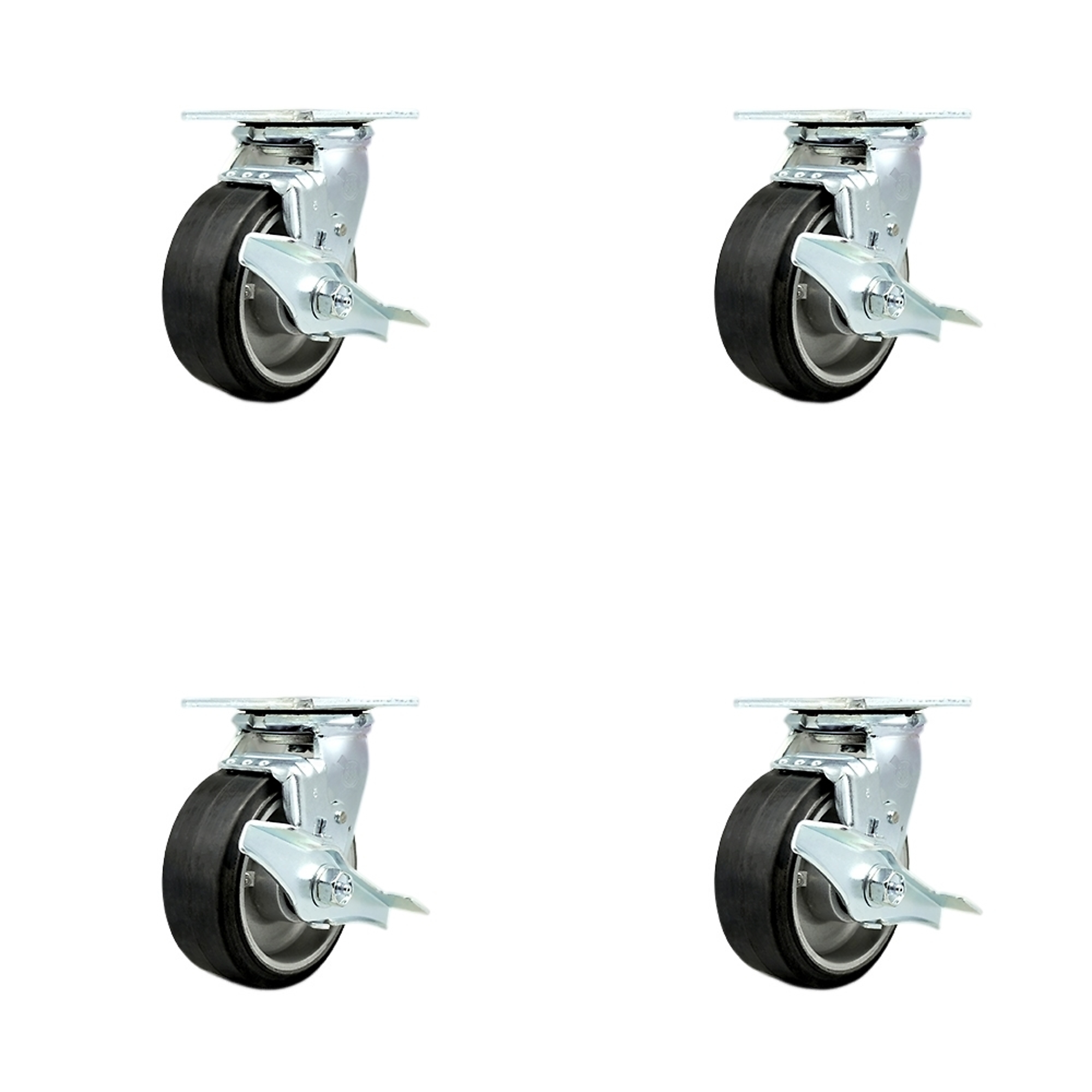 Service Caster, 5Inch x 2Inch Plate Casters, Wheel Diameter 5 in, Caster Type Swivel, Package (qty.) 4, Model SCC-30CS520-RAR-TLB-BSL-4