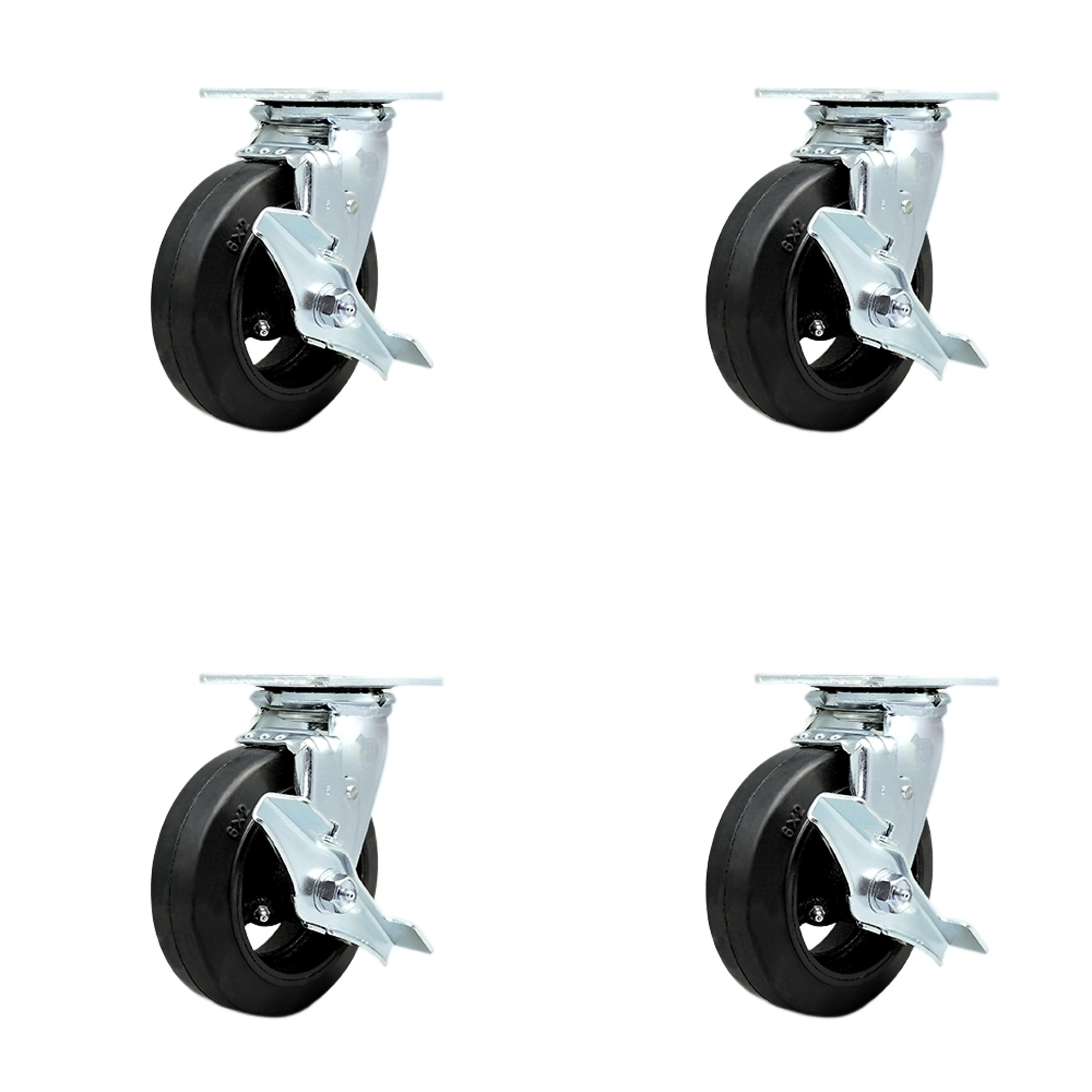 Service Caster, 6Inch x 2Inch Plate Casters, Wheel Diameter 6 in, Caster Type Swivel, Package (qty.) 4, Model SCC-30CS620-RSR-TLB-BSL-4