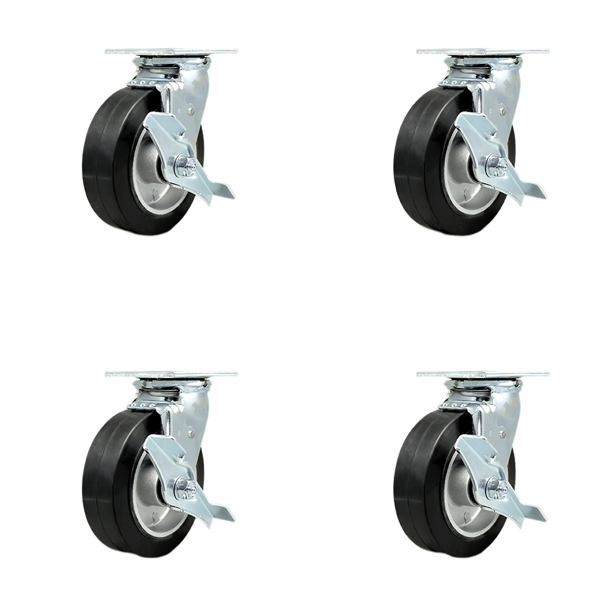 Service Caster, 6Inch x 2Inch Plate Casters, Wheel Diameter 6 in, Caster Type Swivel, Package (qty.) 4, Model SCC-30CS620-RAR-TLB-BSL-4