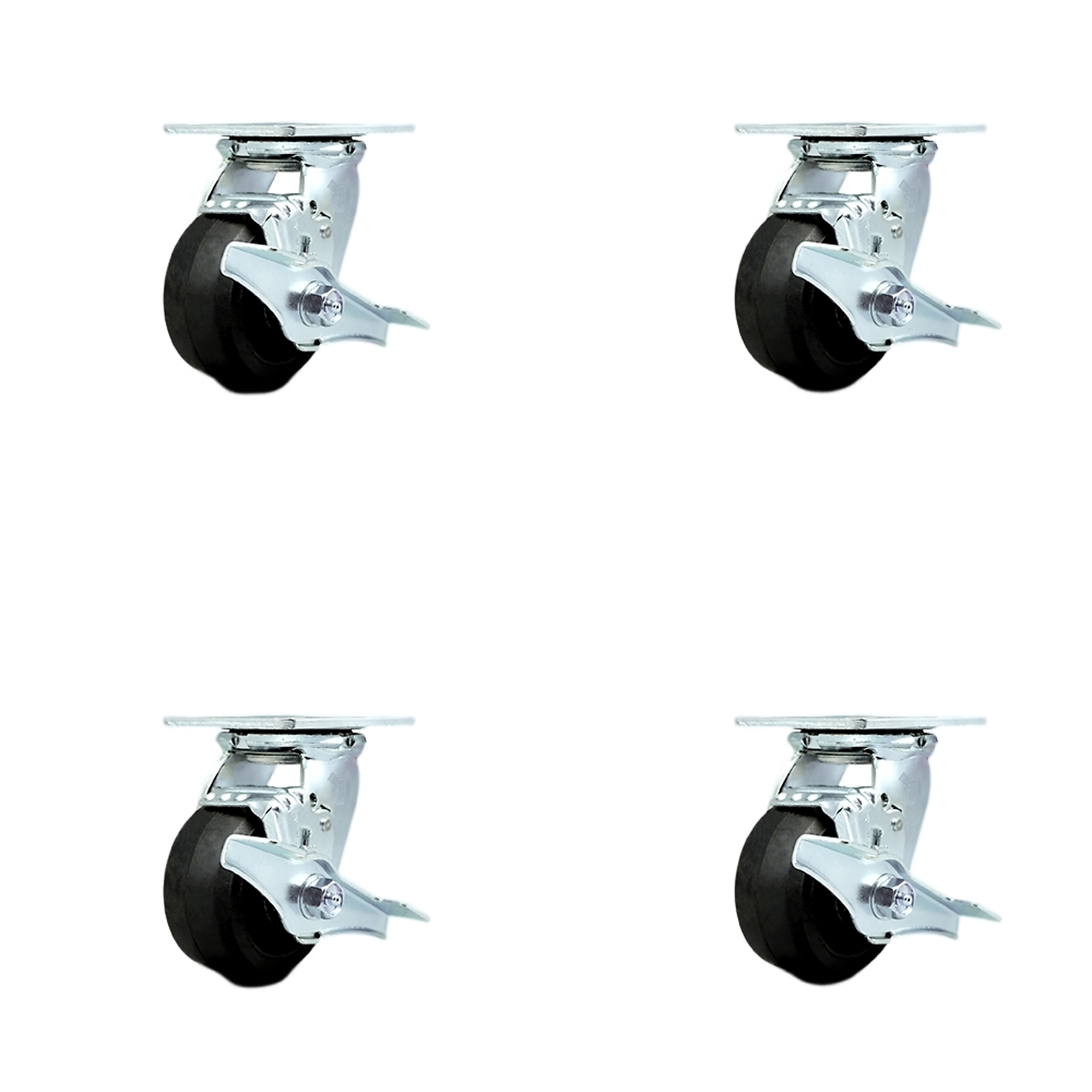 Service Caster, 4Inch x 2Inch Plate Casters, Wheel Diameter 4 in, Caster Type Swivel, Package (qty.) 4, Model SCC-30CS420-RSR-TLB-BSL-4