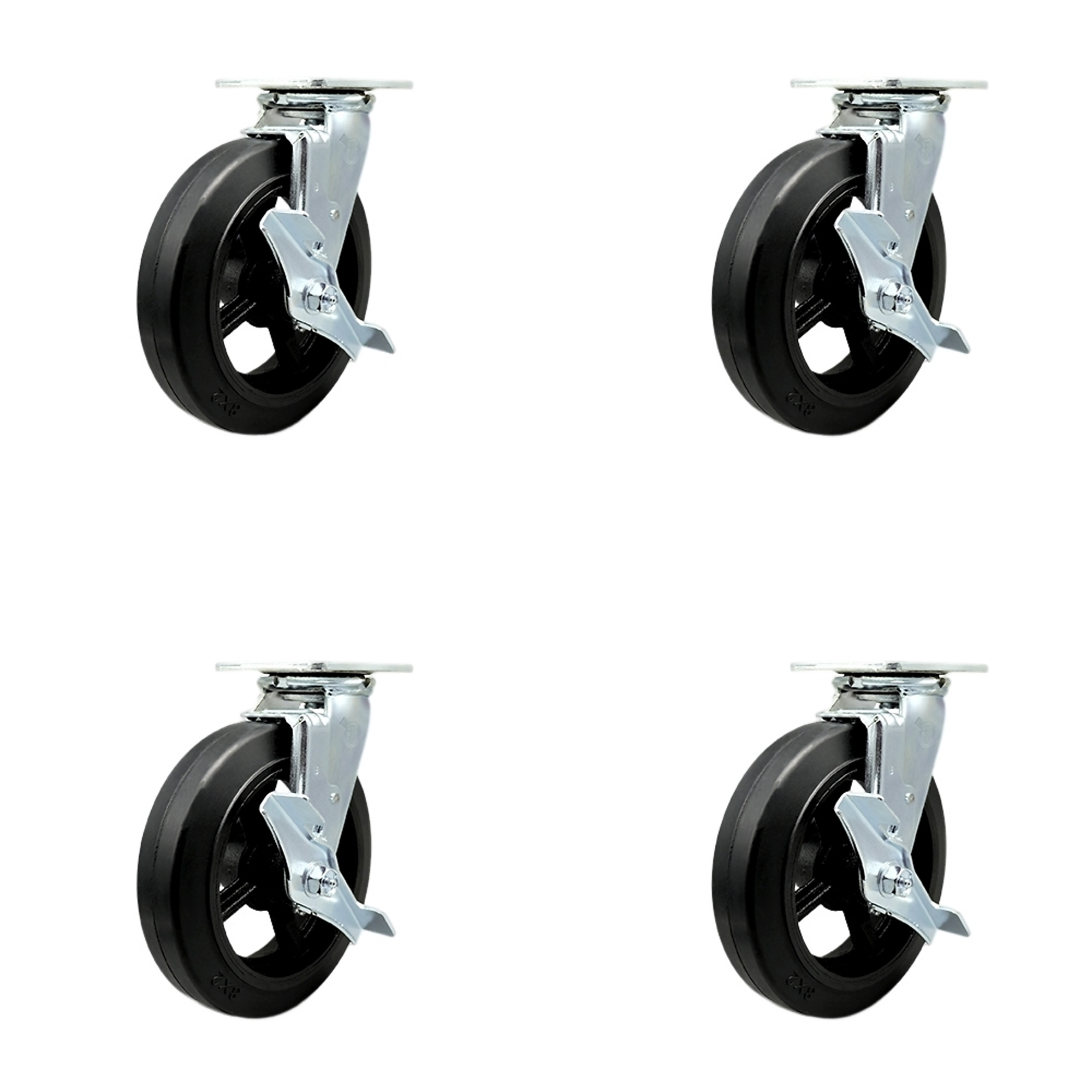 Service Caster, 8Inch x 2Inch Plate Casters, Wheel Diameter 8 in, Caster Type Swivel, Package (qty.) 4, Model SCC-30CS820-RSR-TLB-BSL-4