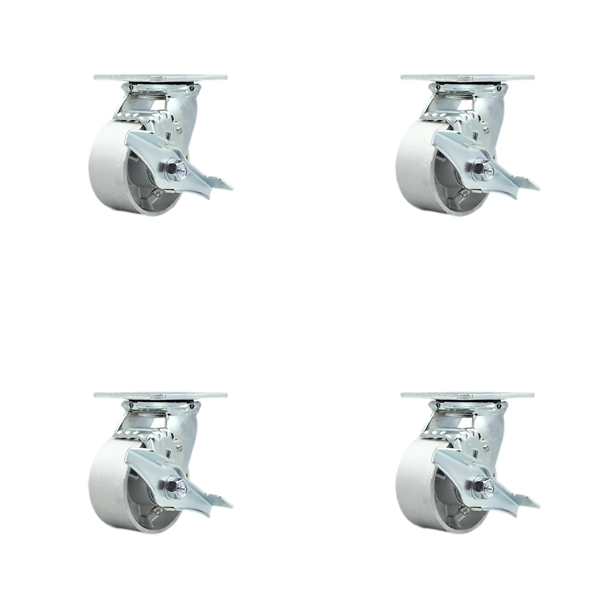 Service Caster, 4Inch x 2Inch Plate Casters, Wheel Diameter 4 in, Caster Type Swivel, Package (qty.) 4, Model SCC-30CS420-SSR-TLB-BSL-4