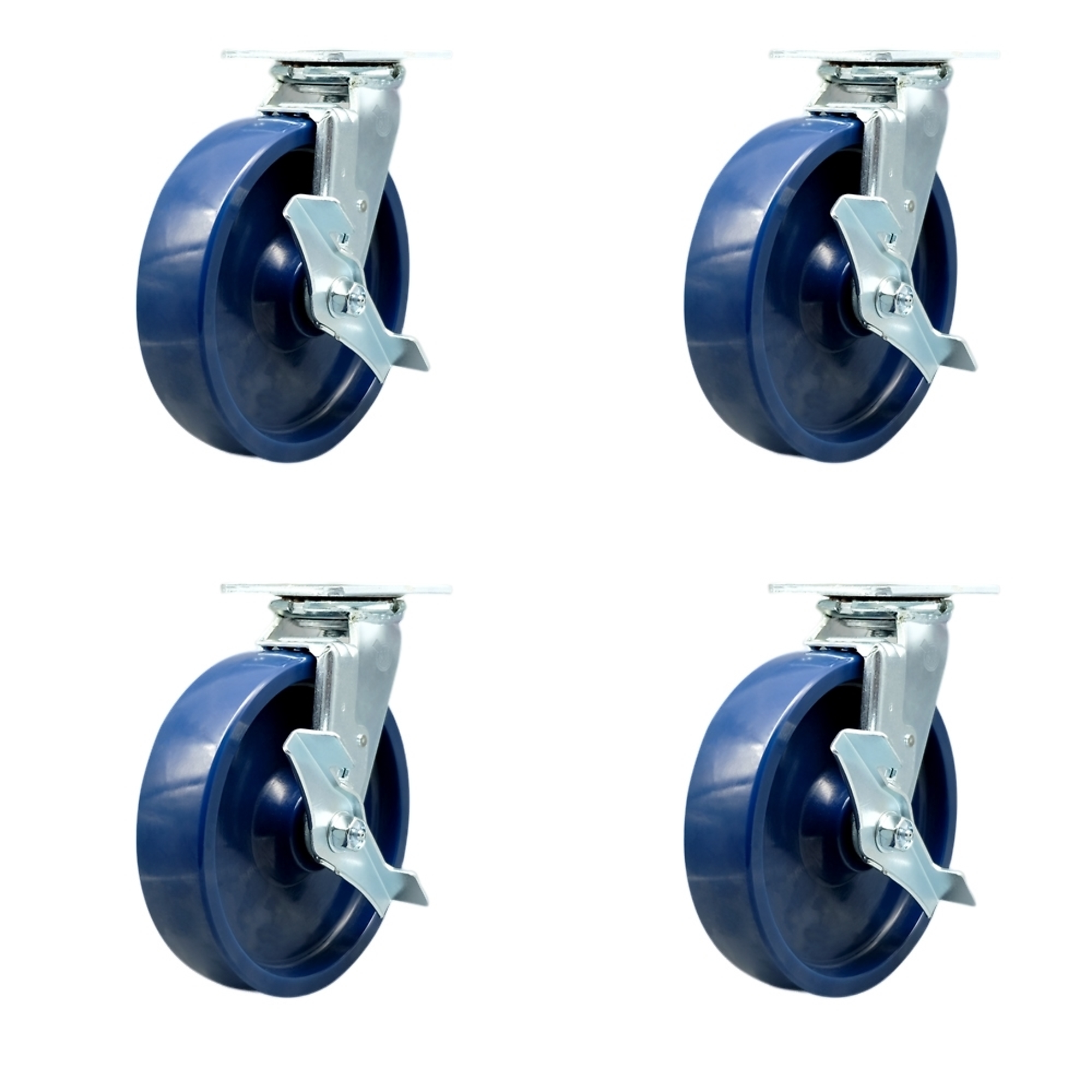 Service Caster, 8Inch x 2Inch Plate Casters, Wheel Diameter 8 in, Caster Type Swivel, Package (qty.) 4, Model SCC-SS30S820-SPUR-TLB-4