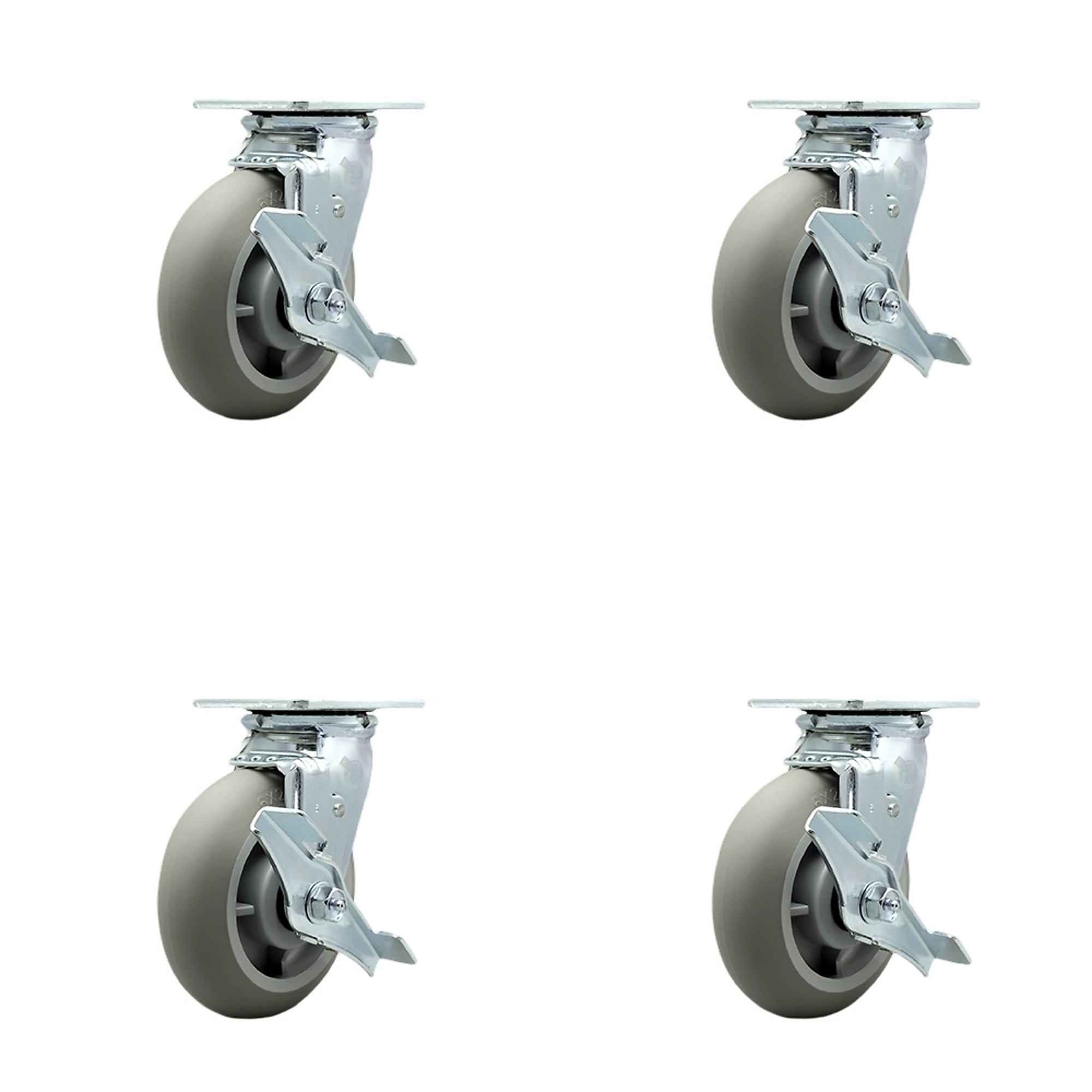 Service Caster, 6Inch x 2Inch Plate Casters, Wheel Diameter 6 in, Caster Type Swivel, Package (qty.) 4, Model SCC-30CS620-TPRRD-TLB-BSL-4