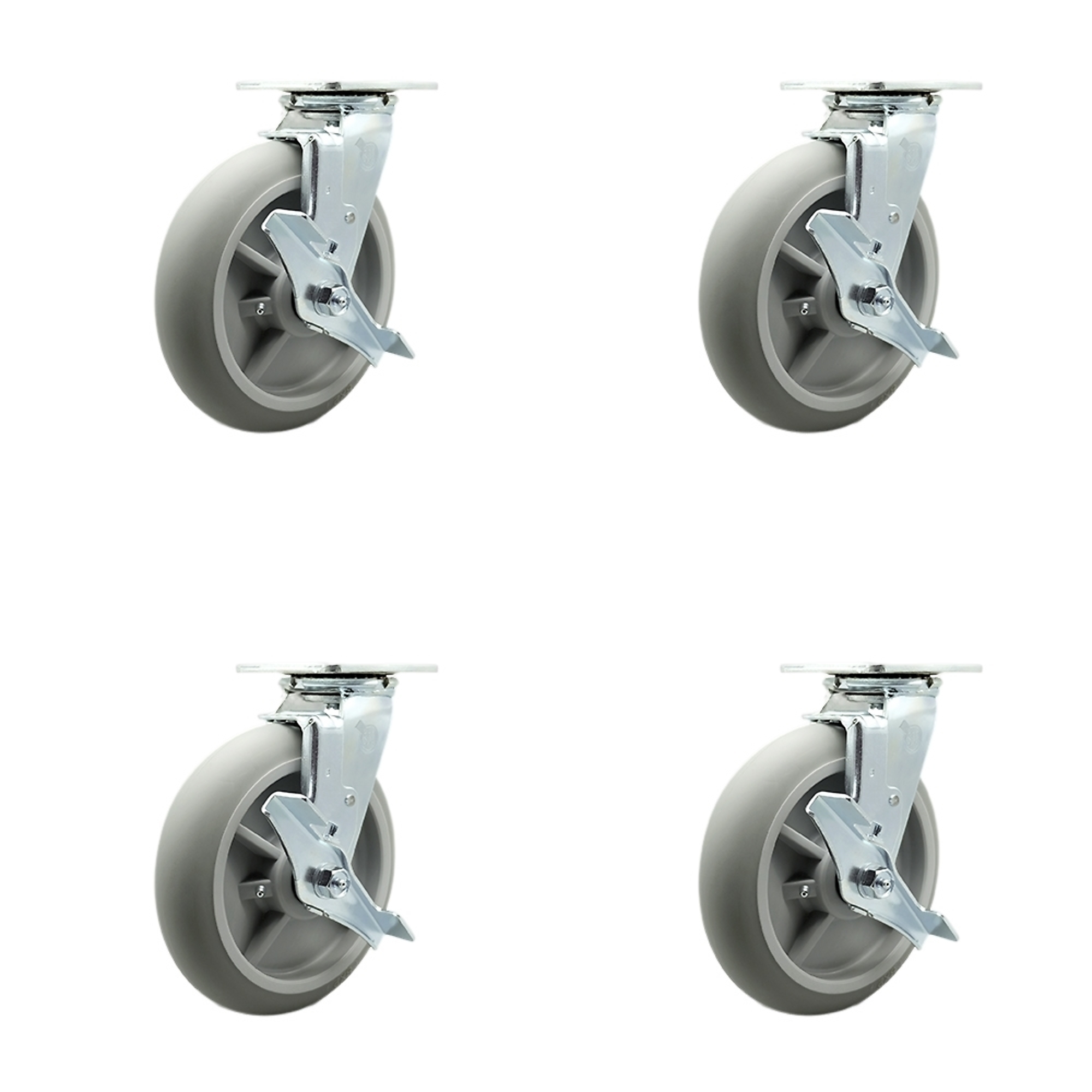 Service Caster, 8Inch x 2Inch Plate Casters, Wheel Diameter 8 in, Caster Type Swivel, Package (qty.) 4, Model SCC-30CS820-TPRRD-TLB-BSL-4