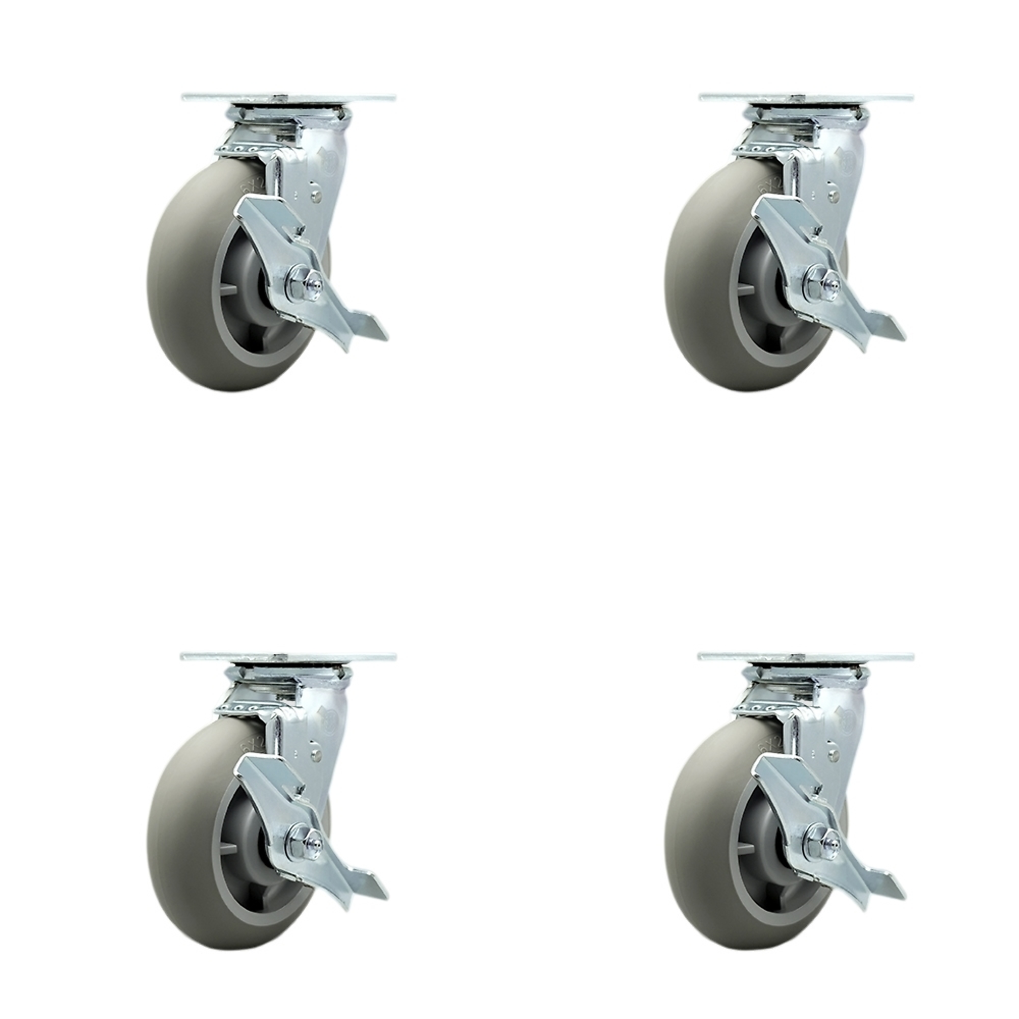 Service Caster, 6Inch x 2Inch Plate Casters, Wheel Diameter 6 in, Caster Type Swivel, Package (qty.) 4, Model SCC-SS30S620-TPRRD-TLB-BSL-4