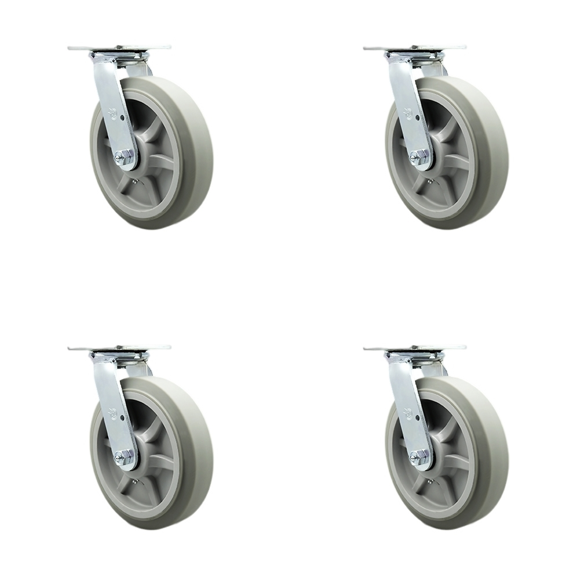 Service Caster, 8Inch x 2Inch Plate Casters, Wheel Diameter 8 in, Caster Type Swivel, Package (qty.) 4, Model SCC-30CS820-TPRRF-BSL-4