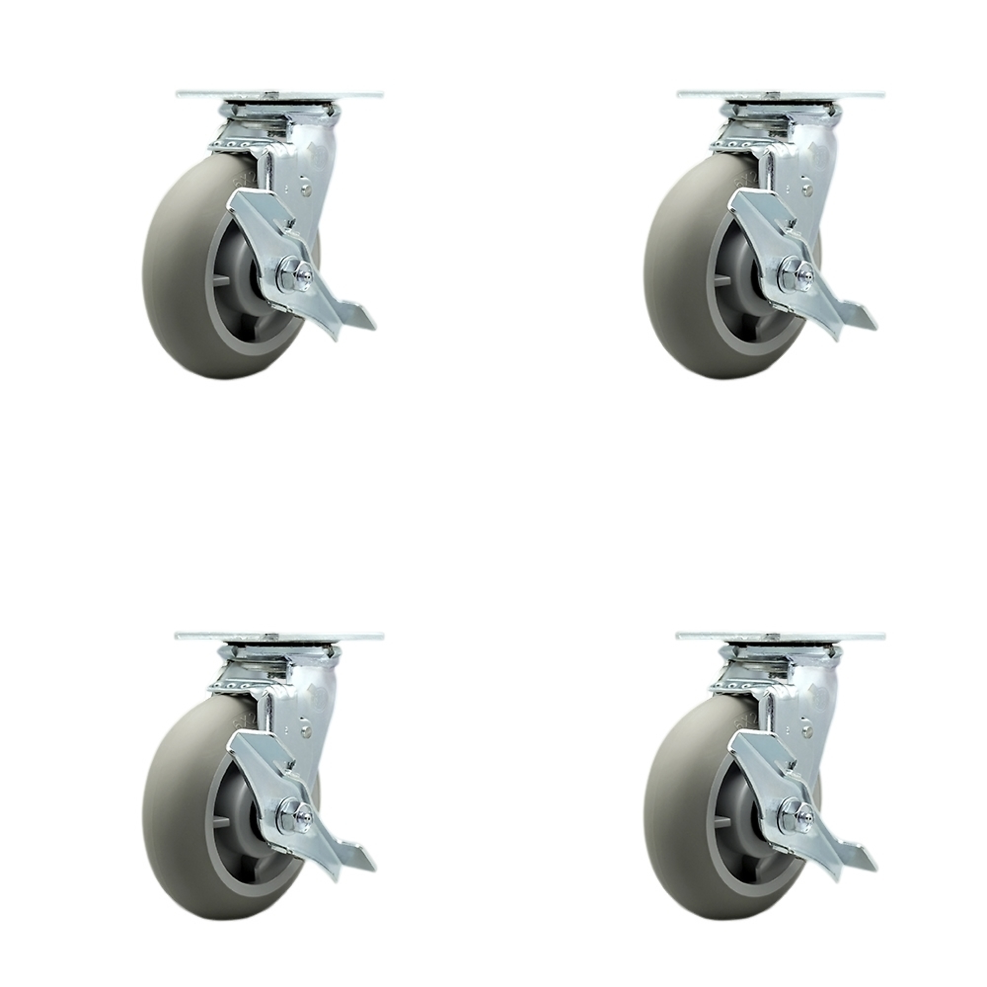 Service Caster, 6Inch x 2Inch Plate Casters, Wheel Diameter 6 in, Caster Type Swivel, Package (qty.) 4, Model SCC-SS30S620-TPRRD-TLB-4