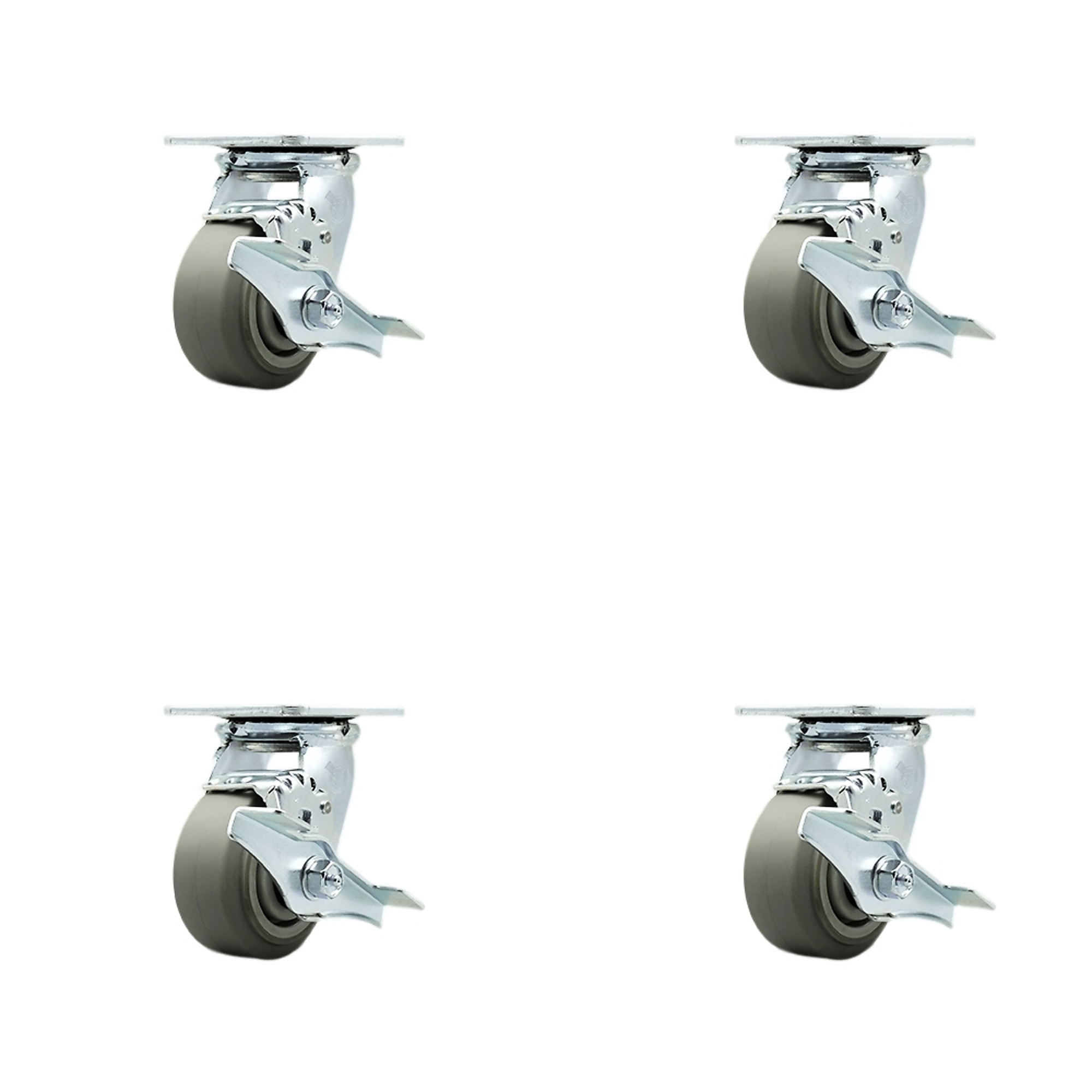 Service Caster, 4Inch x 2Inch Plate Casters, Wheel Diameter 4 in, Caster Type Swivel, Package (qty.) 4, Model SCC-30CS420-TPRRF-TLB-BSL-4