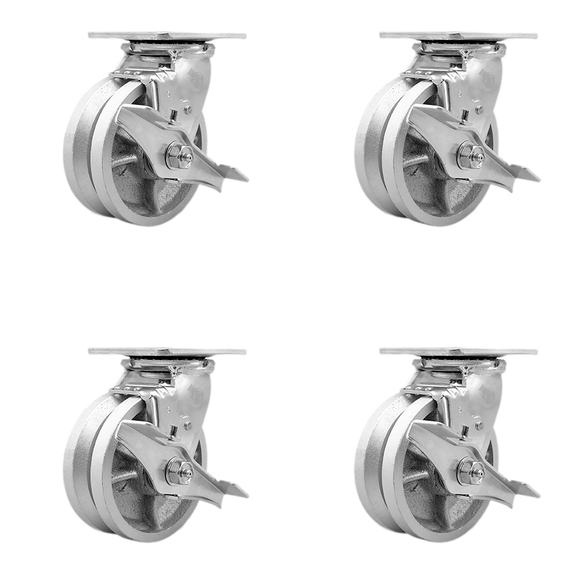 Service Caster, 5Inch x 2Inch Plate Casters, Wheel Diameter 5 in, Caster Type Swivel, Package (qty.) 4, Model SCC-30CS520-VGR-TLB-BSL-4