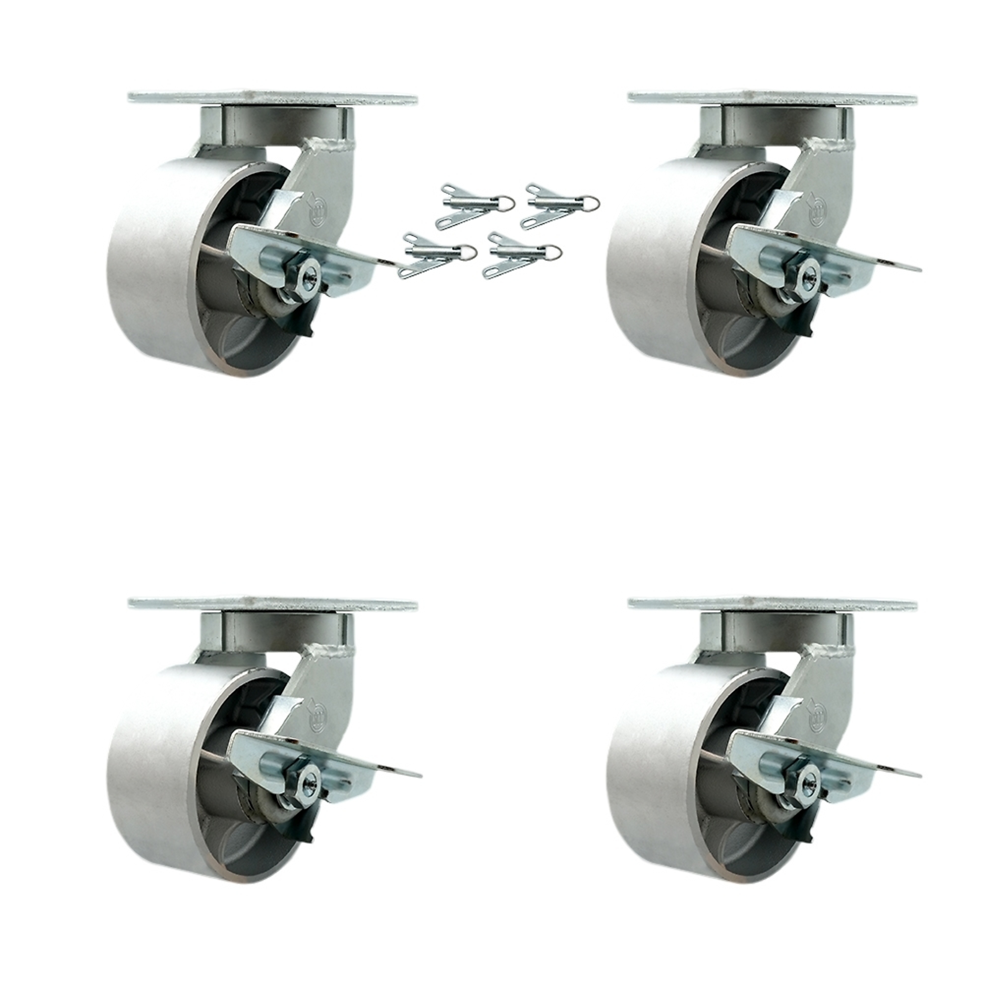 Service Caster, 6Inch x 3Inch Plate Casters, Wheel Diameter 6 in, Caster Type Swivel, Package (qty.) 4, Model SCC-KP92S630-SSR-SLB-BSL-4