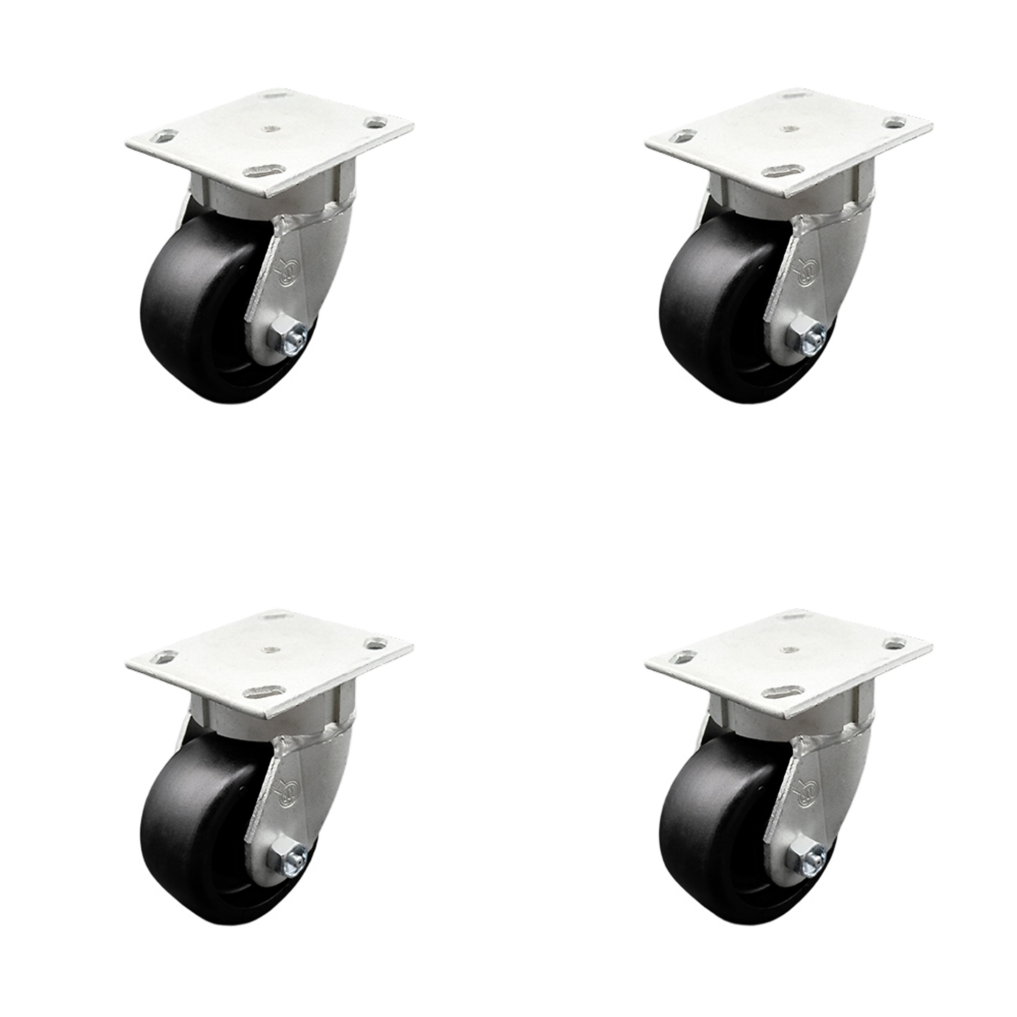 Service Caster, 4Inch x 2Inch Plate Casters, Wheel Diameter 4 in, Caster Type Swivel, Package (qty.) 4, Model SCC-KP30S420-GFNR-4