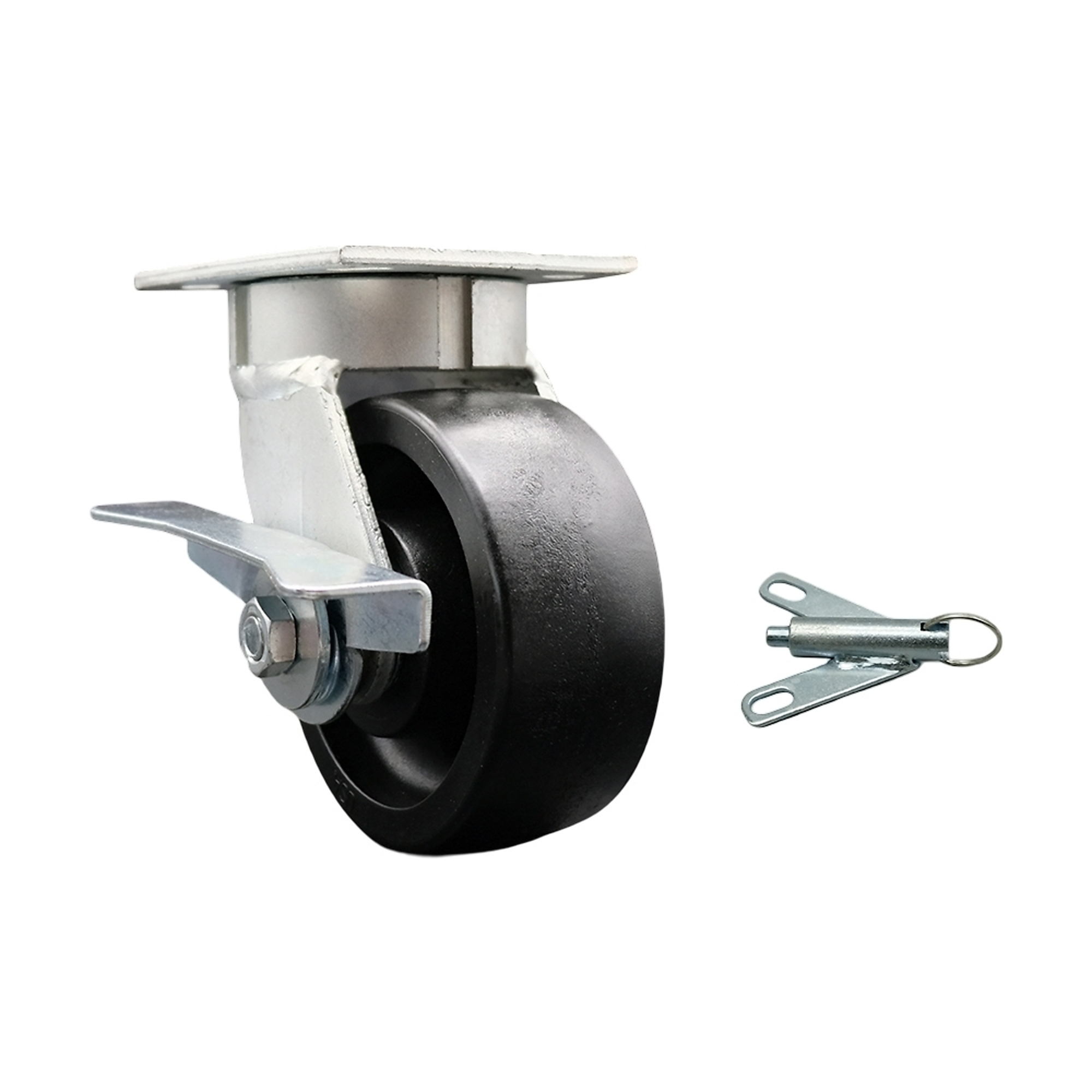 Service Caster, 5Inch x 2Inch Plate Caster, Wheel Diameter 5 in, Caster Type Swivel, Package (qty.) 1, Model SCC-KP30S520-GFNR-SLB-BSL