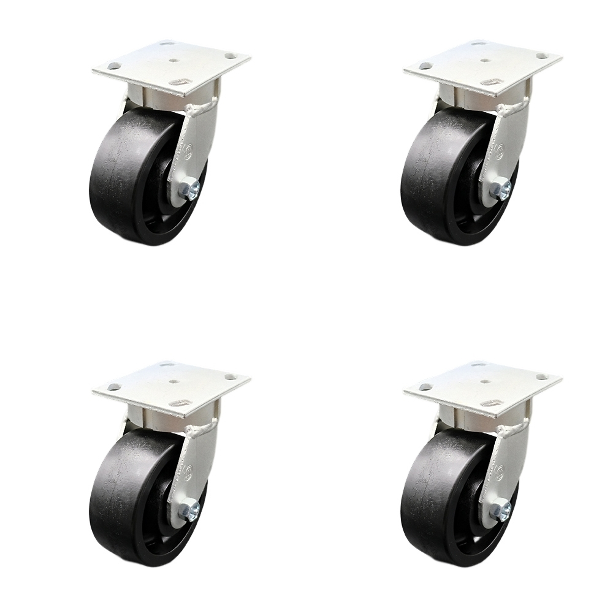 Service Caster, 5Inch x 2Inch Plate Casters, Wheel Diameter 5 in, Caster Type Swivel, Package (qty.) 4, Model SCC-KP30S520-GFNR-4