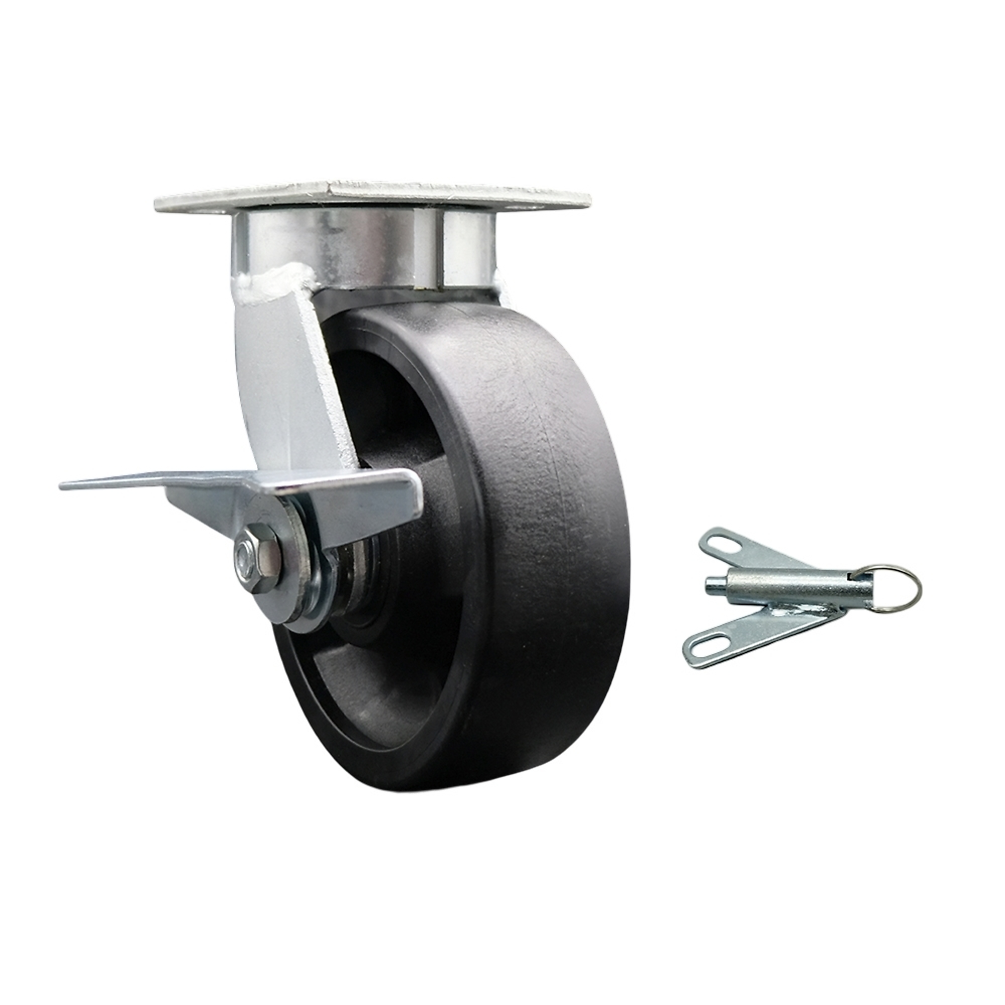 Service Caster, 6Inch x 2Inch Plate Caster, Wheel Diameter 6 in, Caster Type Swivel, Package (qty.) 1, Model SCC-KP30S620-GFNR-SLB-BSL