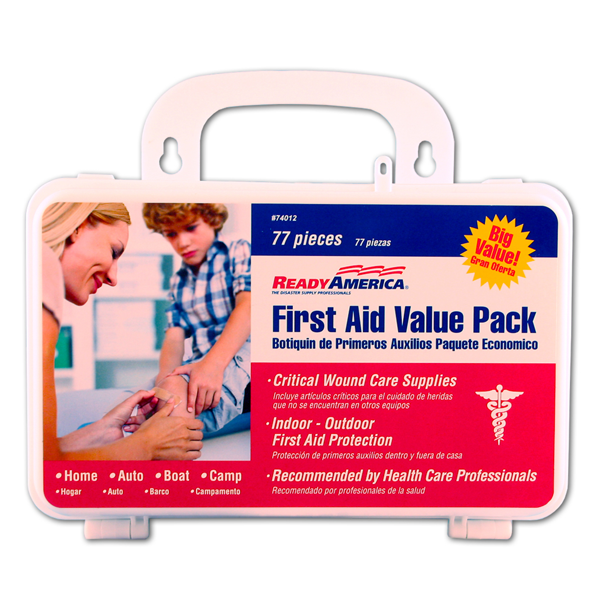 Ready America, First Aid Value Kit, 77 Piece (6 pack), Items Per Kit 77, Model 74013
