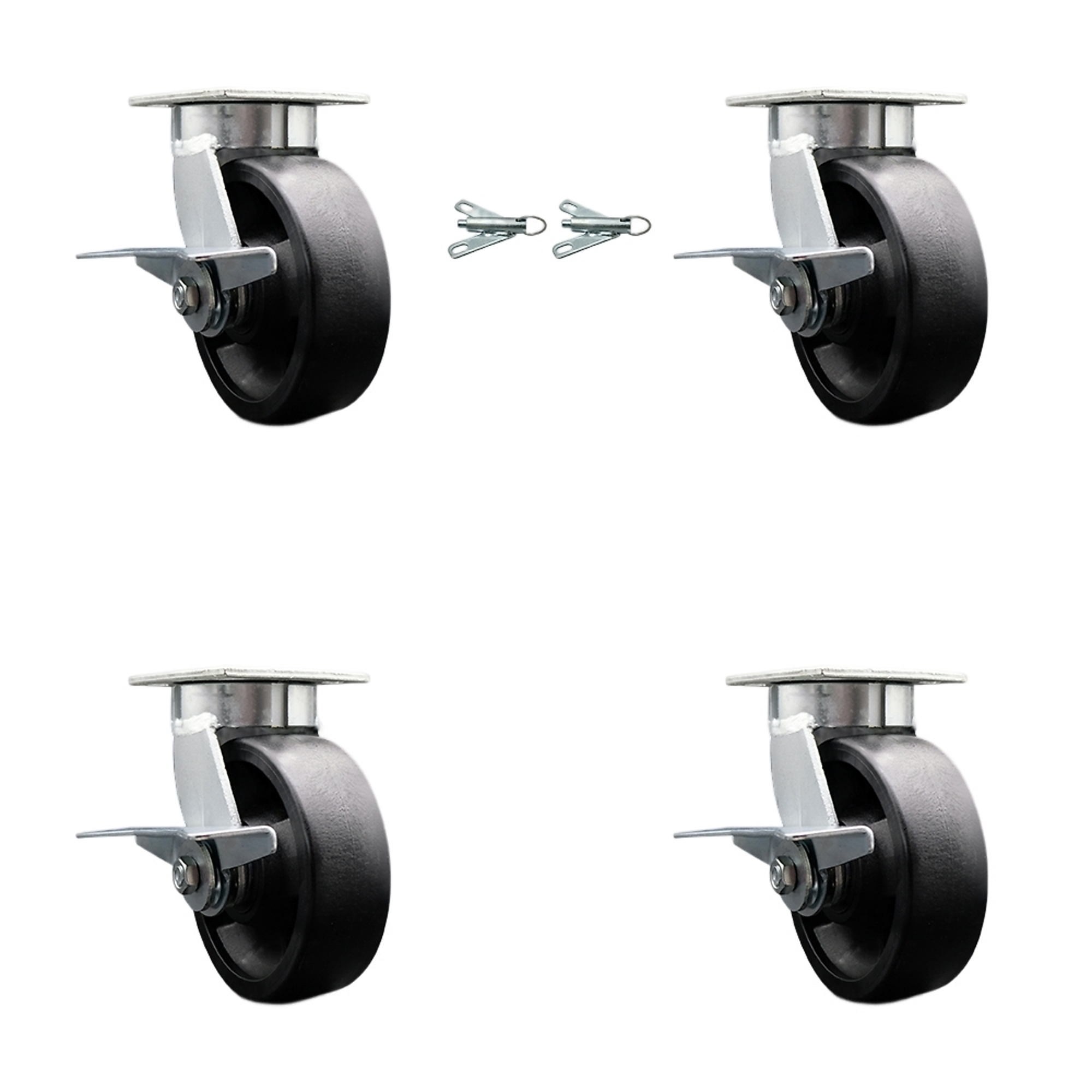 Service Caster, 6Inch x 2Inch Plate Casters, Wheel Diameter 6 in, Caster Type Swivel, Package (qty.) 4, Model SCC-KP30S620-GFNR-SLB-BSL-2-SLB-2