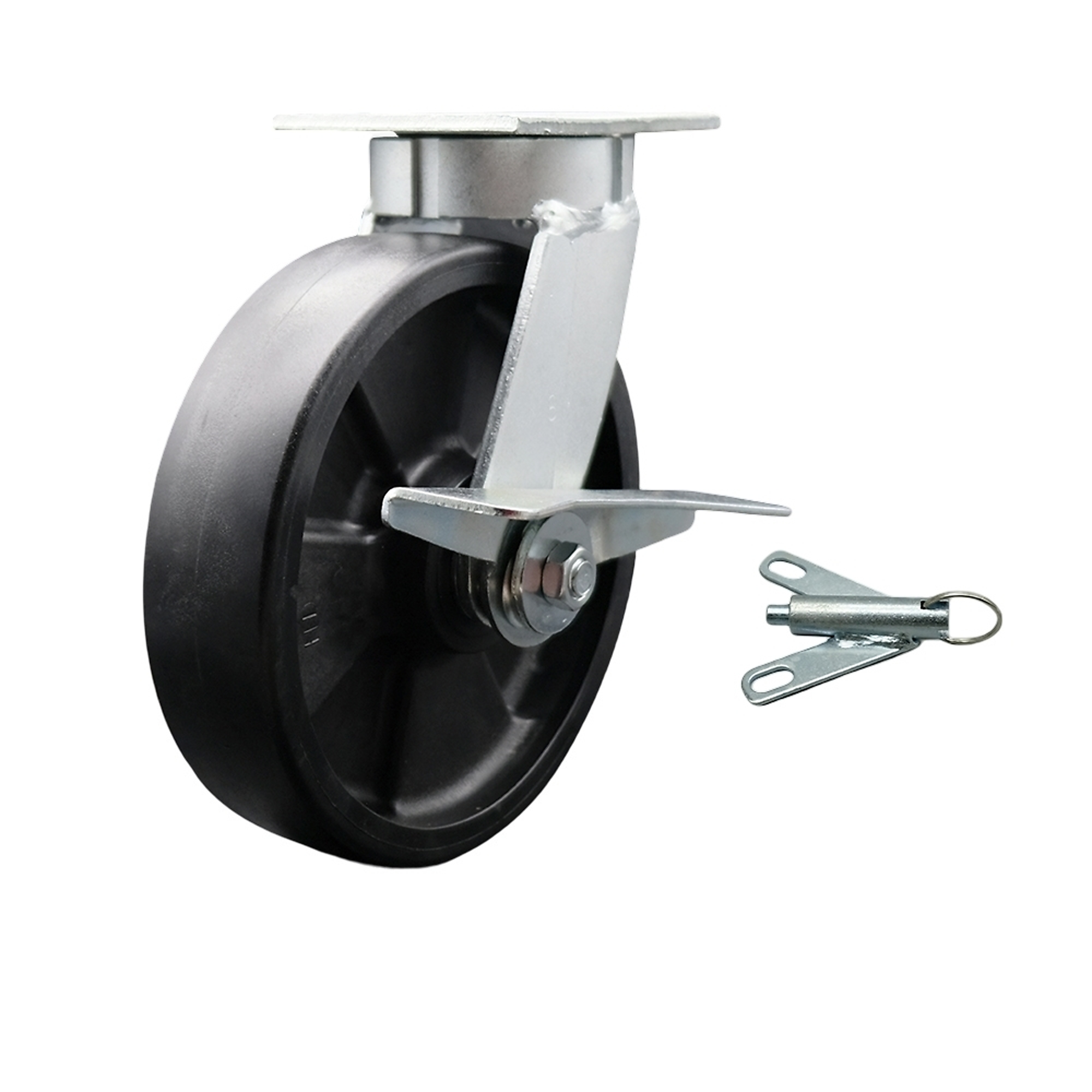 Service Caster, 8Inch x 2Inch Plate Caster, Wheel Diameter 8 in, Caster Type Swivel, Package (qty.) 1, Model SCC-KP30S820-GFNR-SLB-BSL