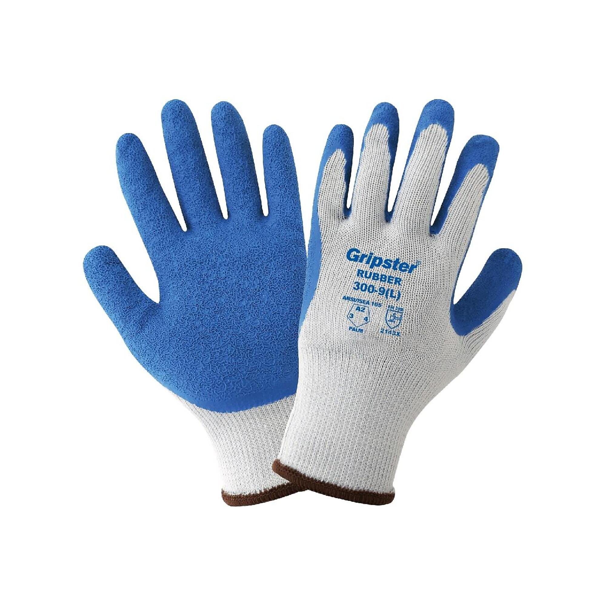 Global Glove Gripster , Gray, Blue Rubber Palm, Cut Resistant A2 Gloves - 12 Pairs, Size M, Color Gray/Blue, Included (qty.) 12 Model 300-8(M)