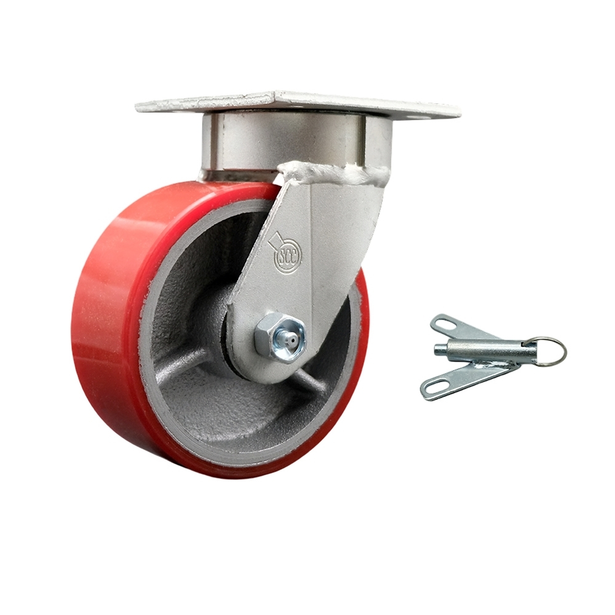 Service Caster, 5Inch x 2Inch Plate Caster, Wheel Diameter 5 in, Caster Type Swivel, Package (qty.) 1, Model SCC-KP30S520-PUR-RS-BSL