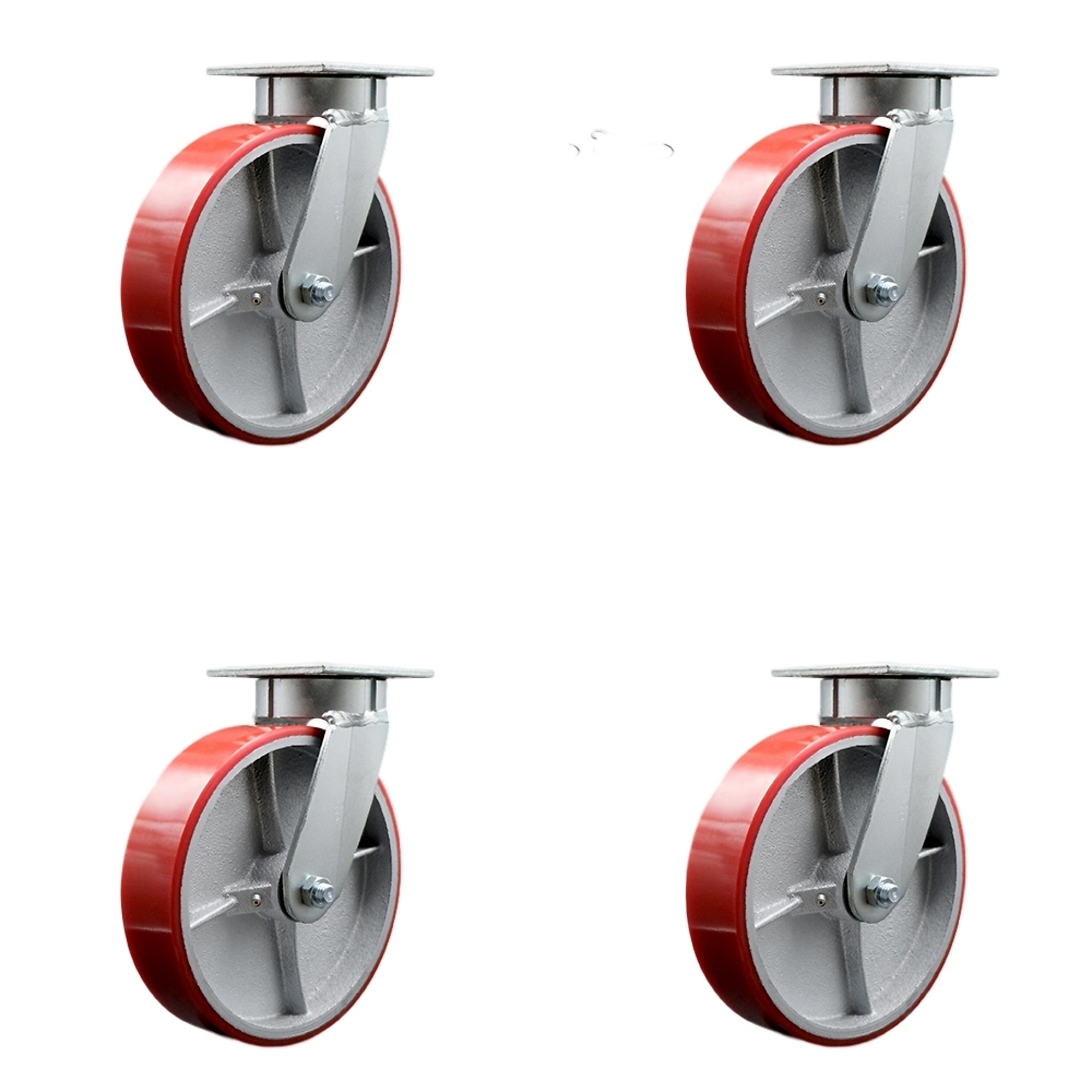 Service Caster, 8Inch x 2Inch Plate Casters, Wheel Diameter 8 in, Caster Type Swivel, Package (qty.) 4, Model SCC-KP30S820-PUR-RS-BSL-4