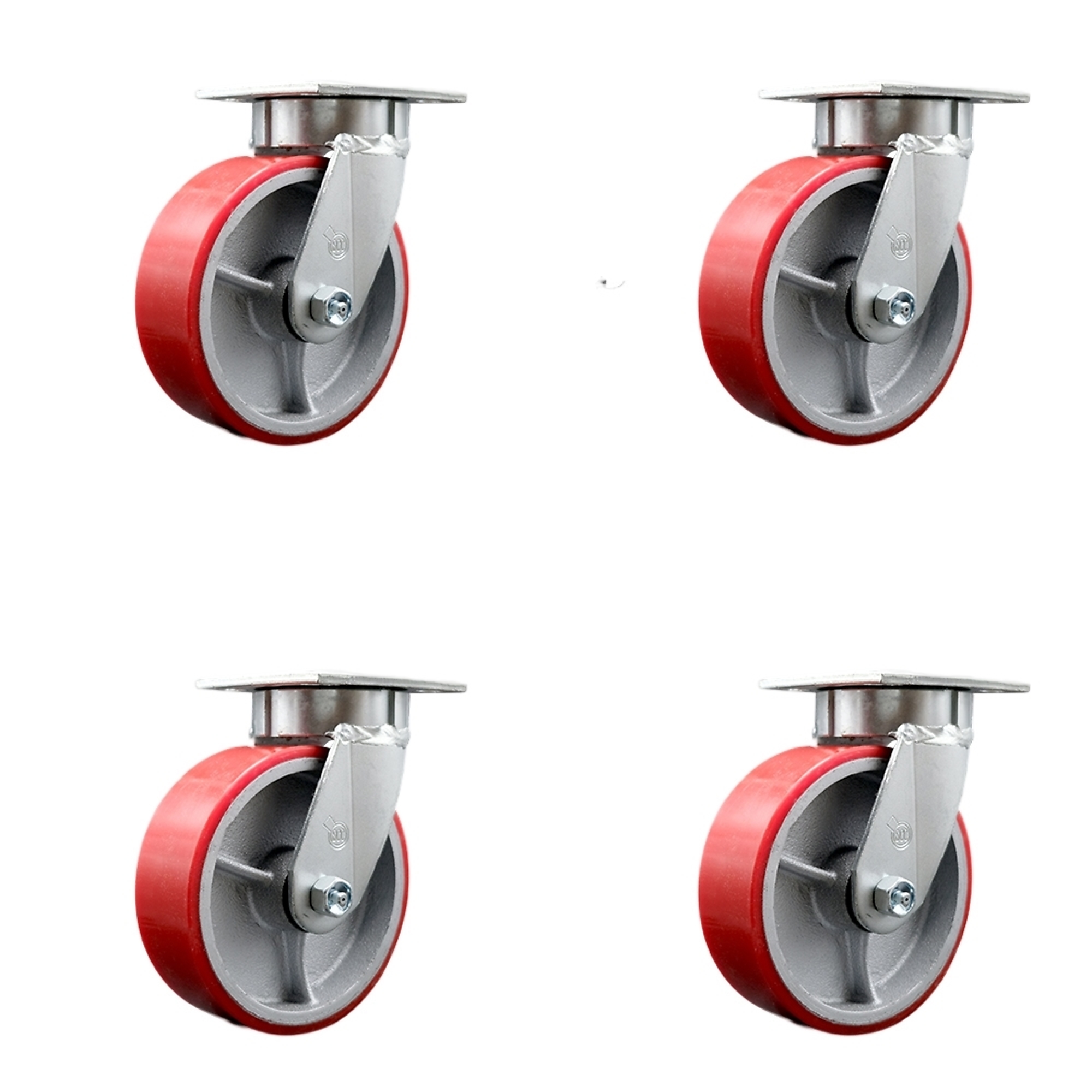 Service Caster, 6Inch x 2Inch Plate Casters, Wheel Diameter 6 in, Caster Type Swivel, Package (qty.) 4, Model SCC-KP30S620-PUR-RS-BSL-4