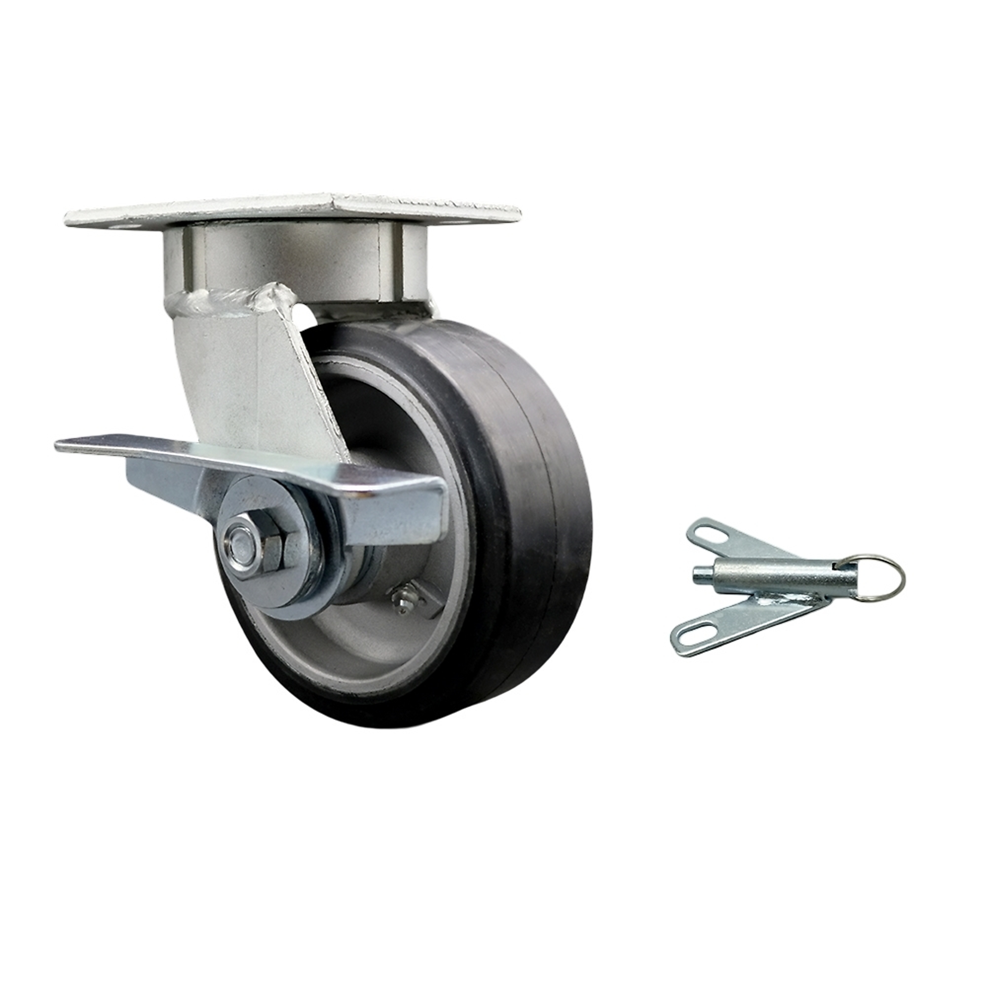 Service Caster, 5Inch x 2Inch Plate Caster, Wheel Diameter 5 in, Caster Type Swivel, Package (qty.) 1, Model SCC-KP30S520-RAR-SLB-BSL