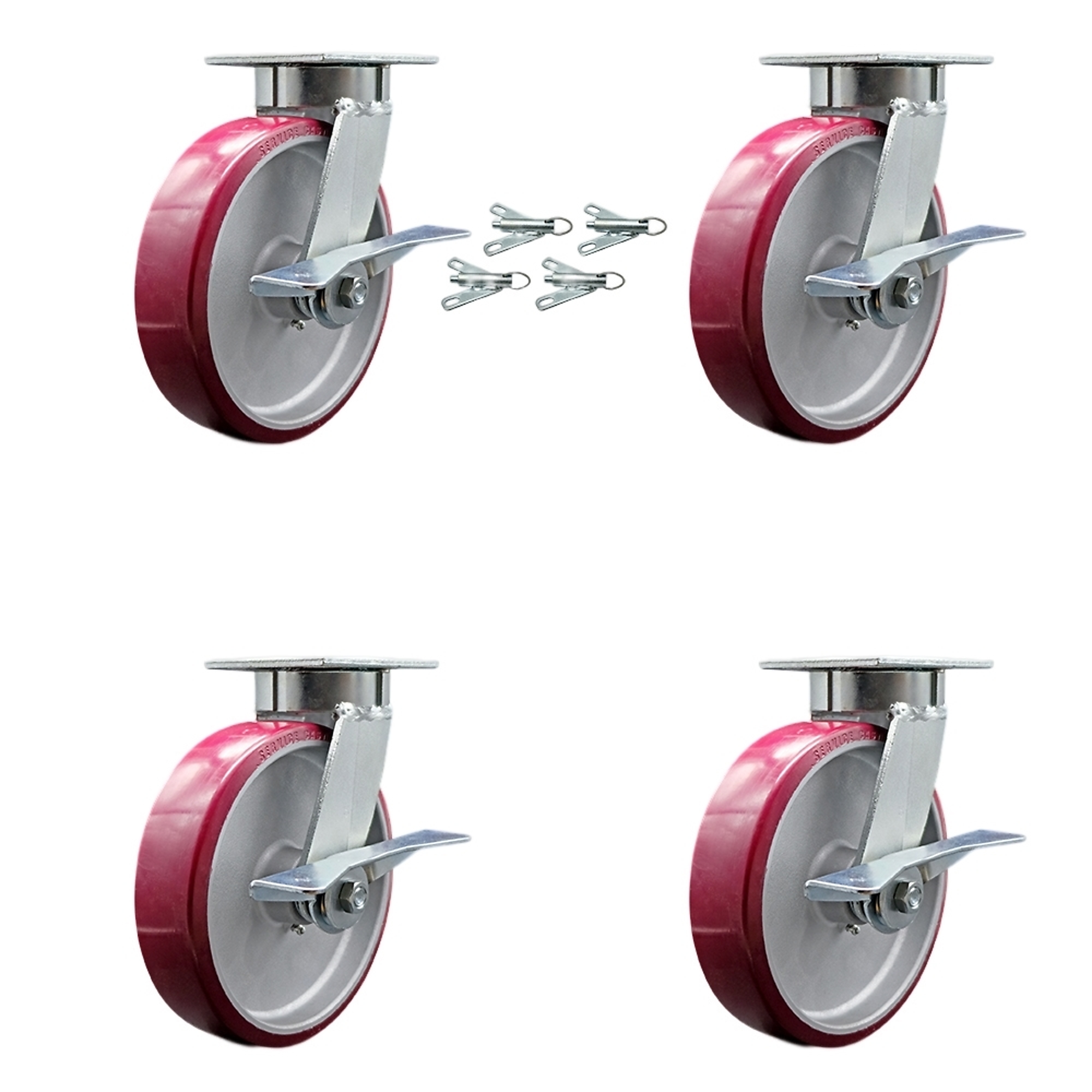 Service Caster, 8Inch x 2Inch Plate Casters, Wheel Diameter 8 in, Caster Type Swivel, Package (qty.) 4, Model SCC-KP30S820-PAR-SLB-BSL-4