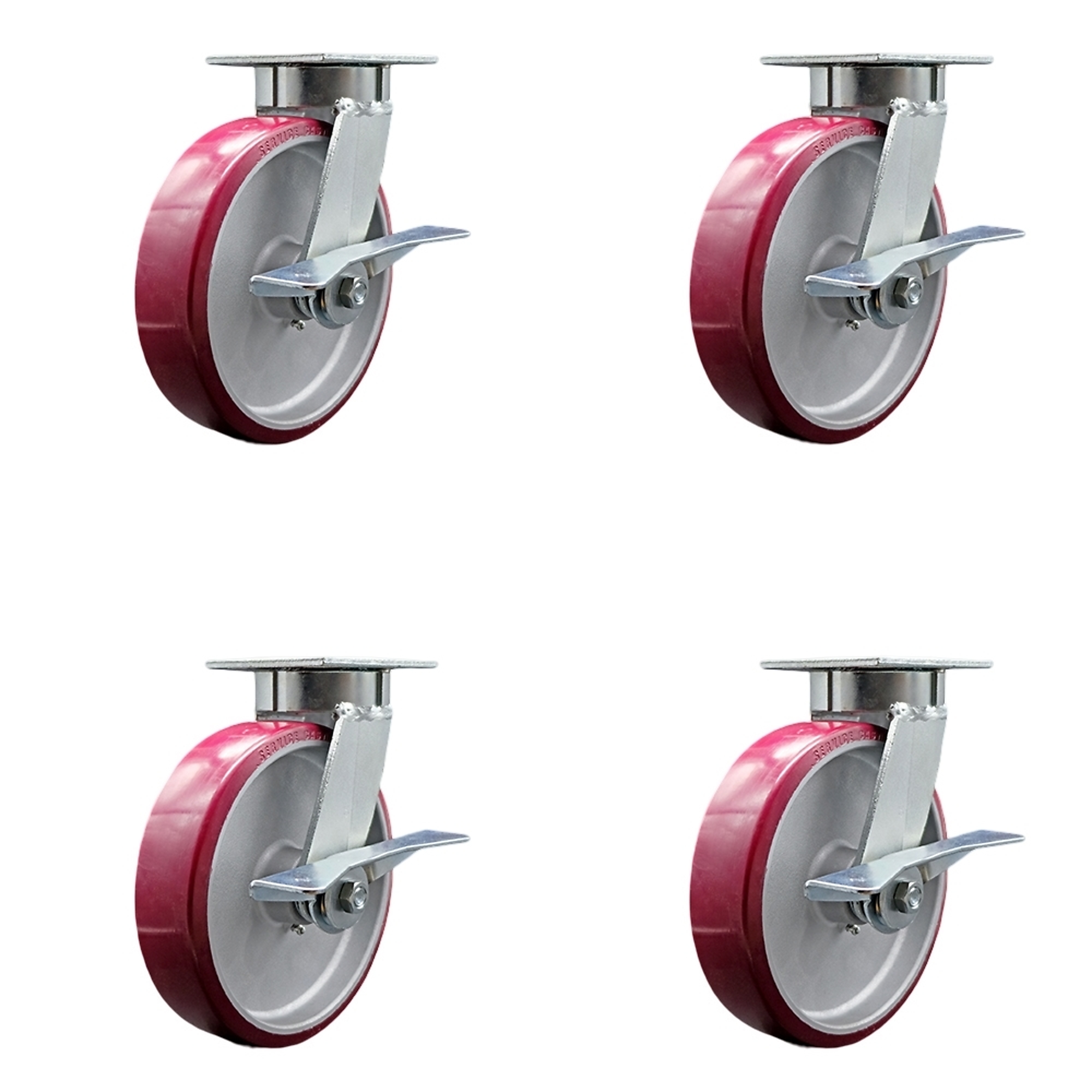 Service Caster, 8Inch x 2Inch Plate Casters, Wheel Diameter 8 in, Caster Type Swivel, Package (qty.) 4, Model SCC-KP30S820-PAR-SLB-4