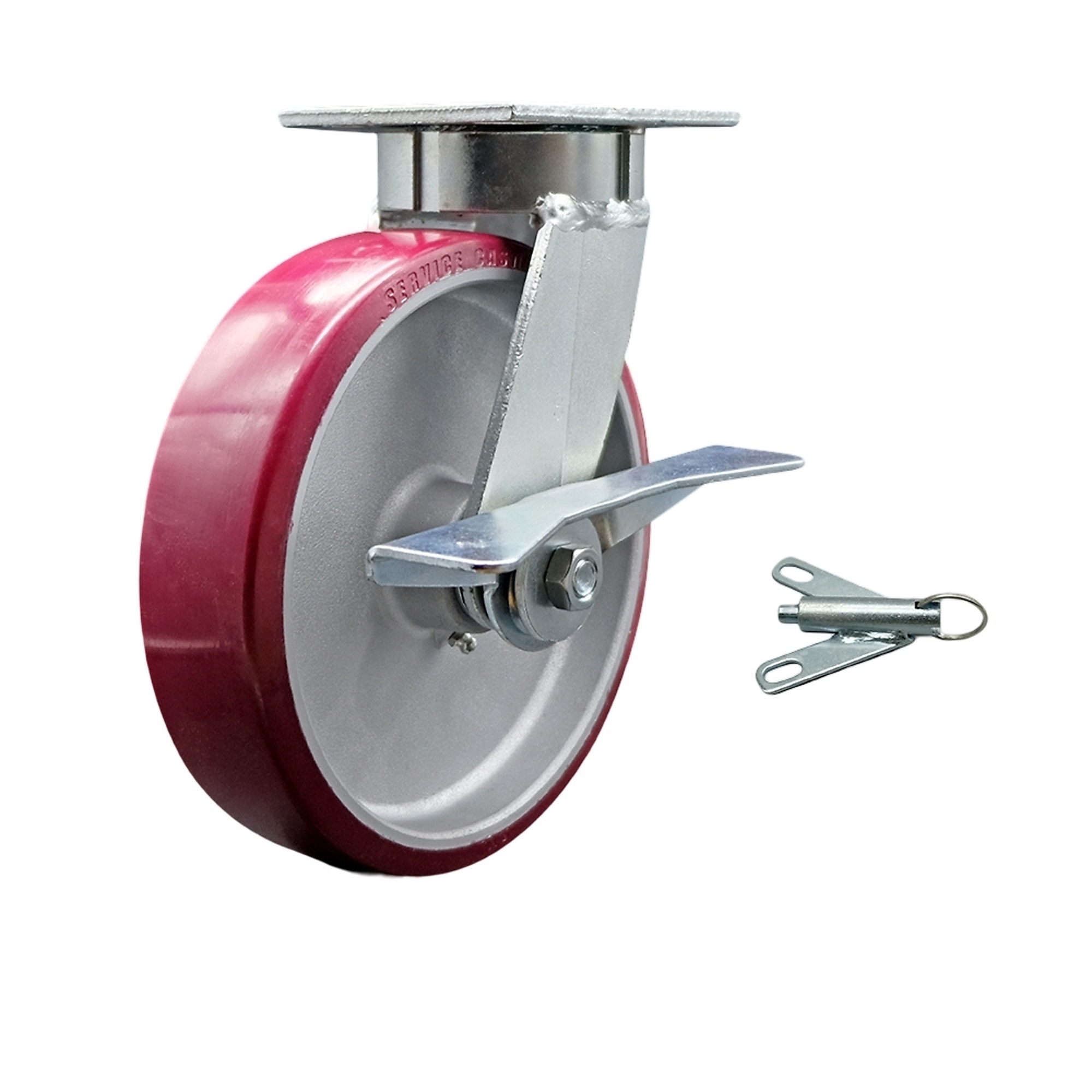 Service Caster, 8Inch x 2Inch Plate Caster, Wheel Diameter 8 in, Caster Type Swivel, Package (qty.) 1, Model SCC-KP30S820-PAR-SLB-BSL